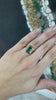 2.77ct 18K Natural Emerald Cut Medium Mossy Green Four Prong Half Bezel Set Solitaire Yellow Gold Engagement Ring