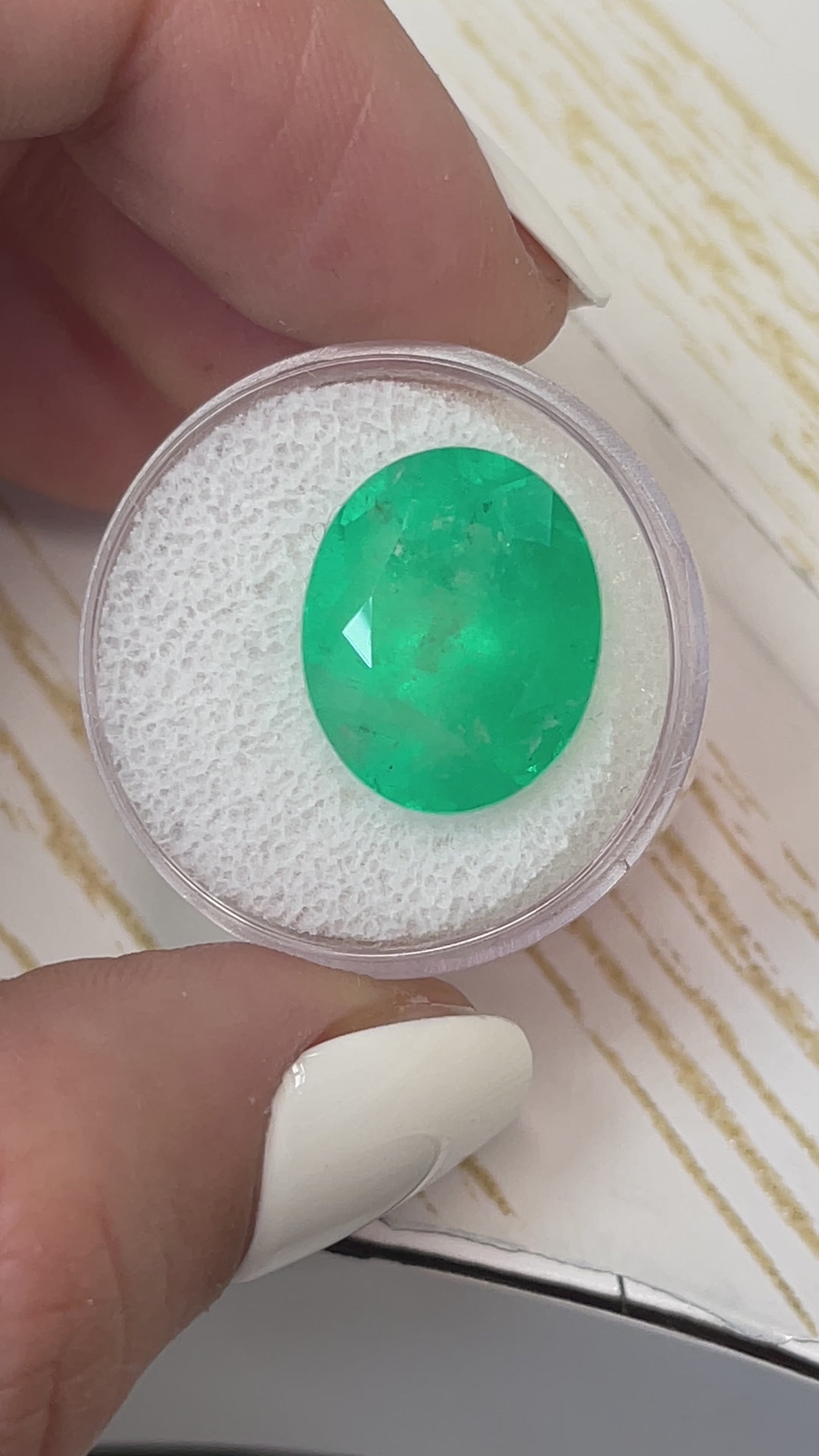 13.19 Carat 17x14 Medium Green Natural Loose Colombian Emerald-Oval Cut