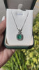 5.58tcw 18K Natural Bluish-Green Emerald-Asscher Cut & Diamond Halo White Gold Necklace