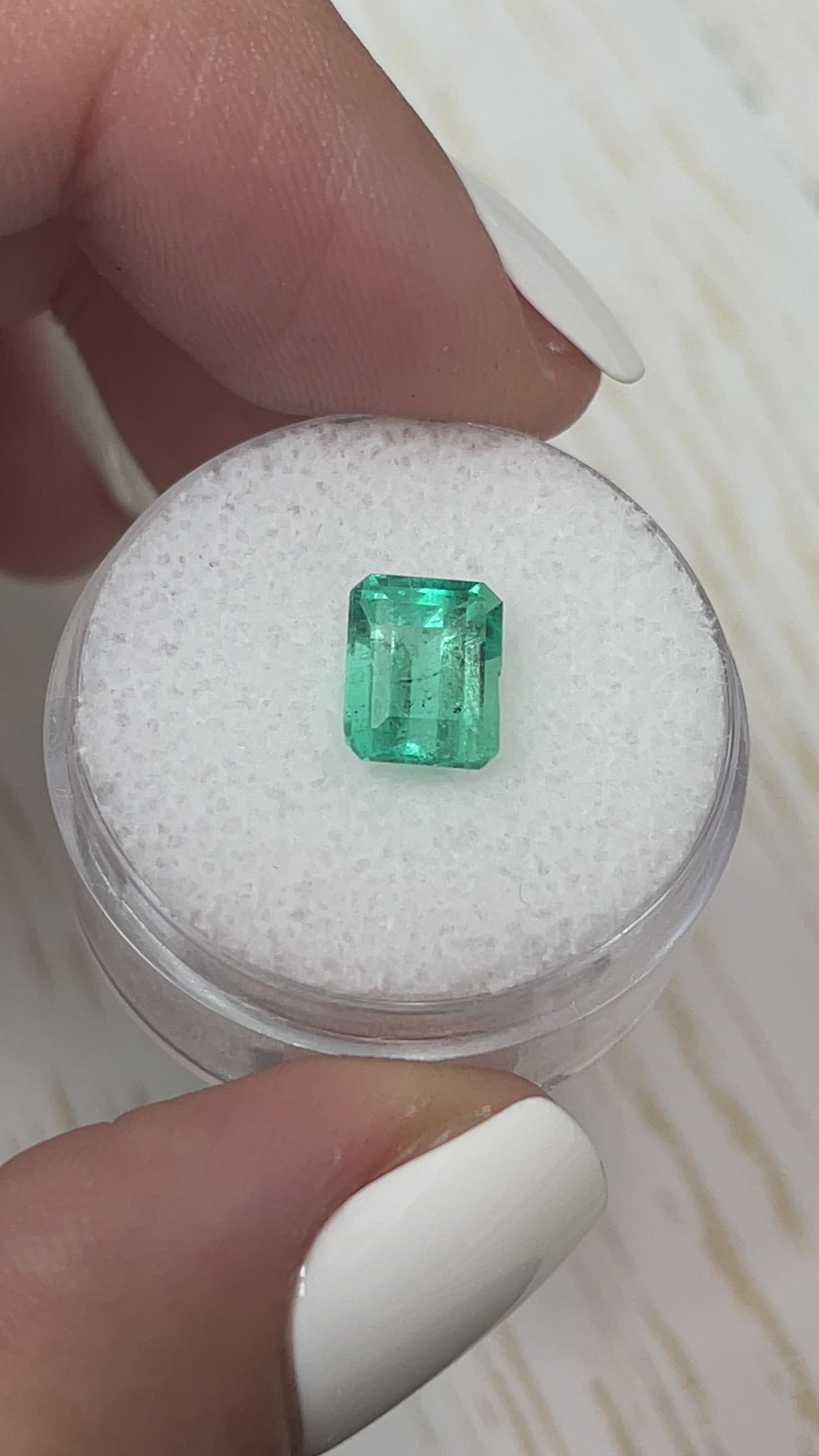 1.91 Carat Pastel Bluish Green Natural Loose Colombian Emerald-Emerald Cut