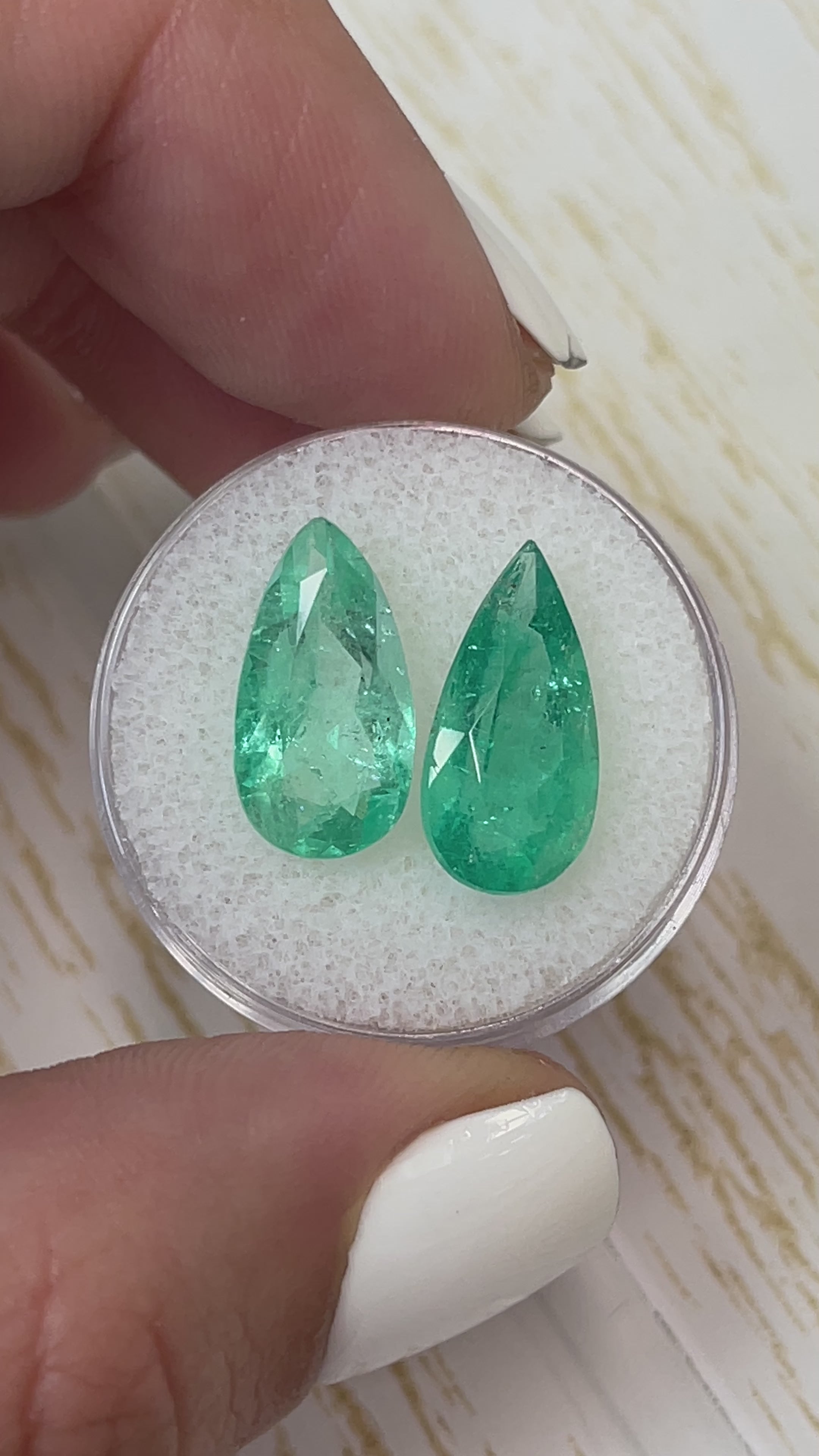 7.60tcw 15x8 Matching Loose Colombian Emeralds-Pear Cut