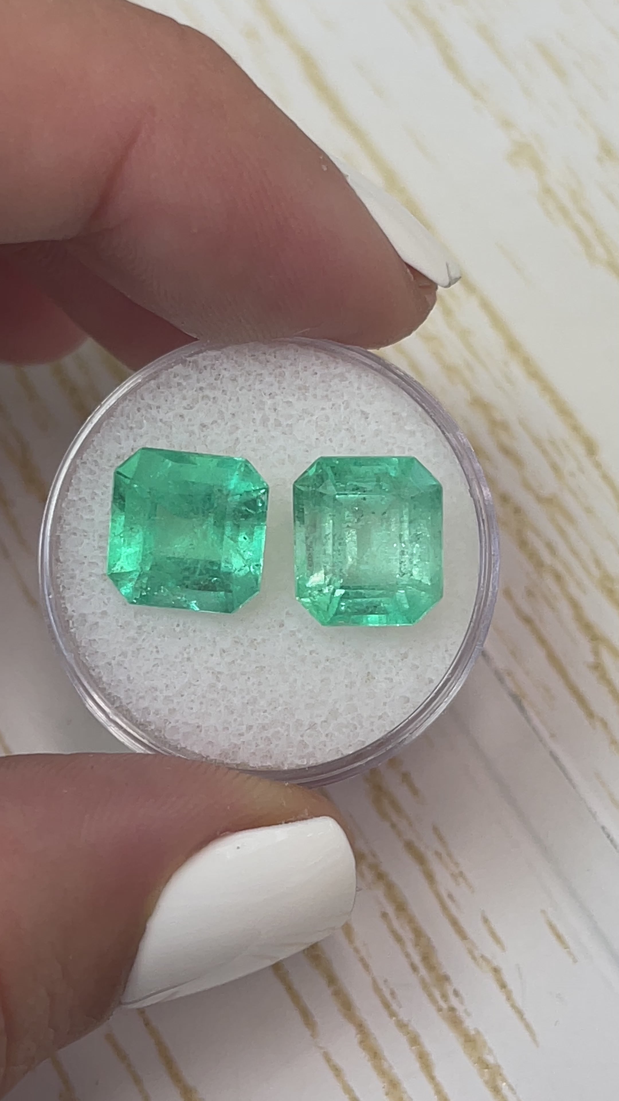 8.01tcw 10x9.5 Matching Green Loose Colombian Emeralds-Asscher Cut