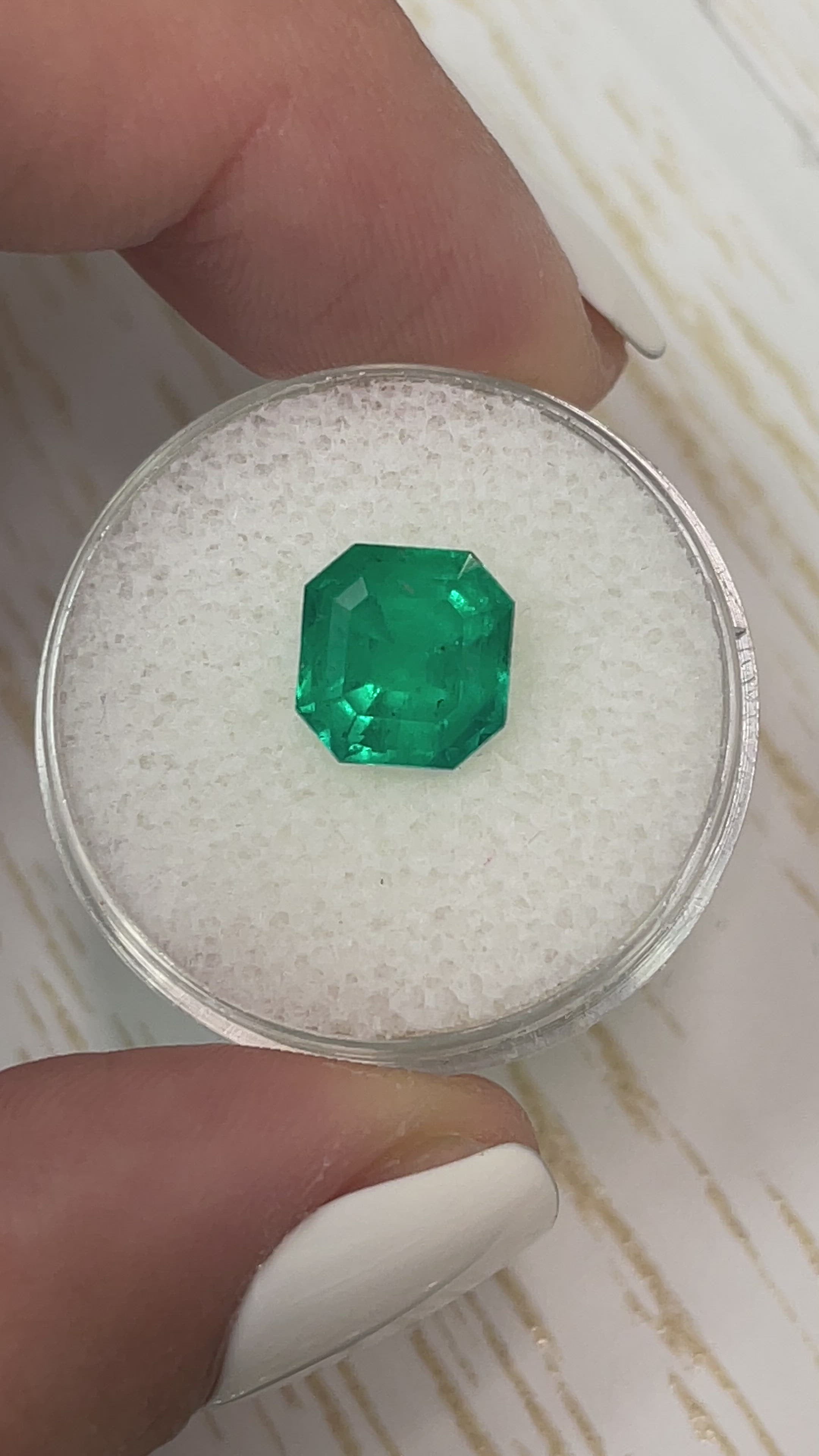 3.01 Carat Minor Oil 8.8x8.4 Vivid Muzo Colombian Emerald-Asscher Cut with Clipped Corners