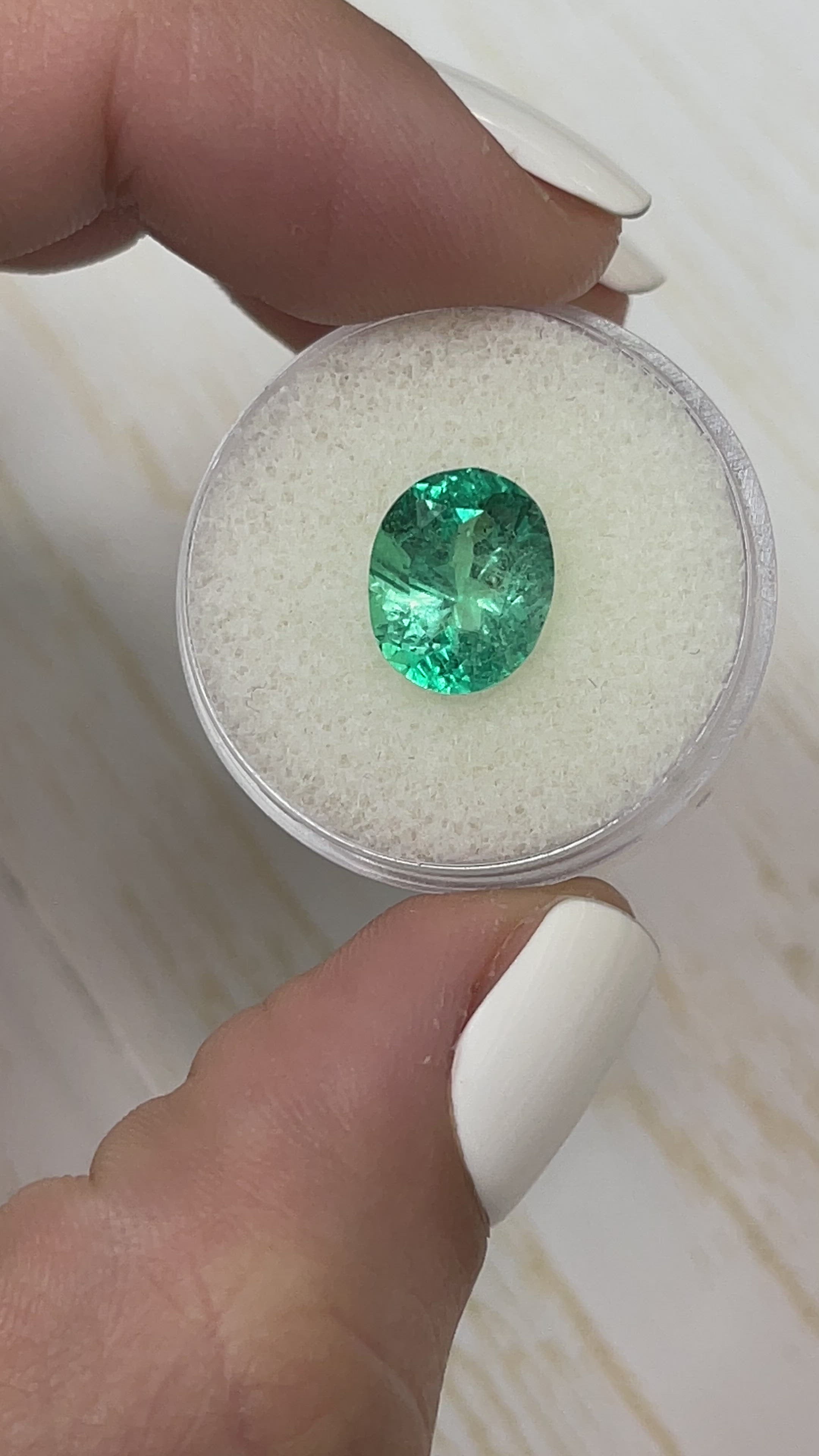 3.33 Carat 11x9 Bluish Green Loose Colombian Emerald-Oval Cut