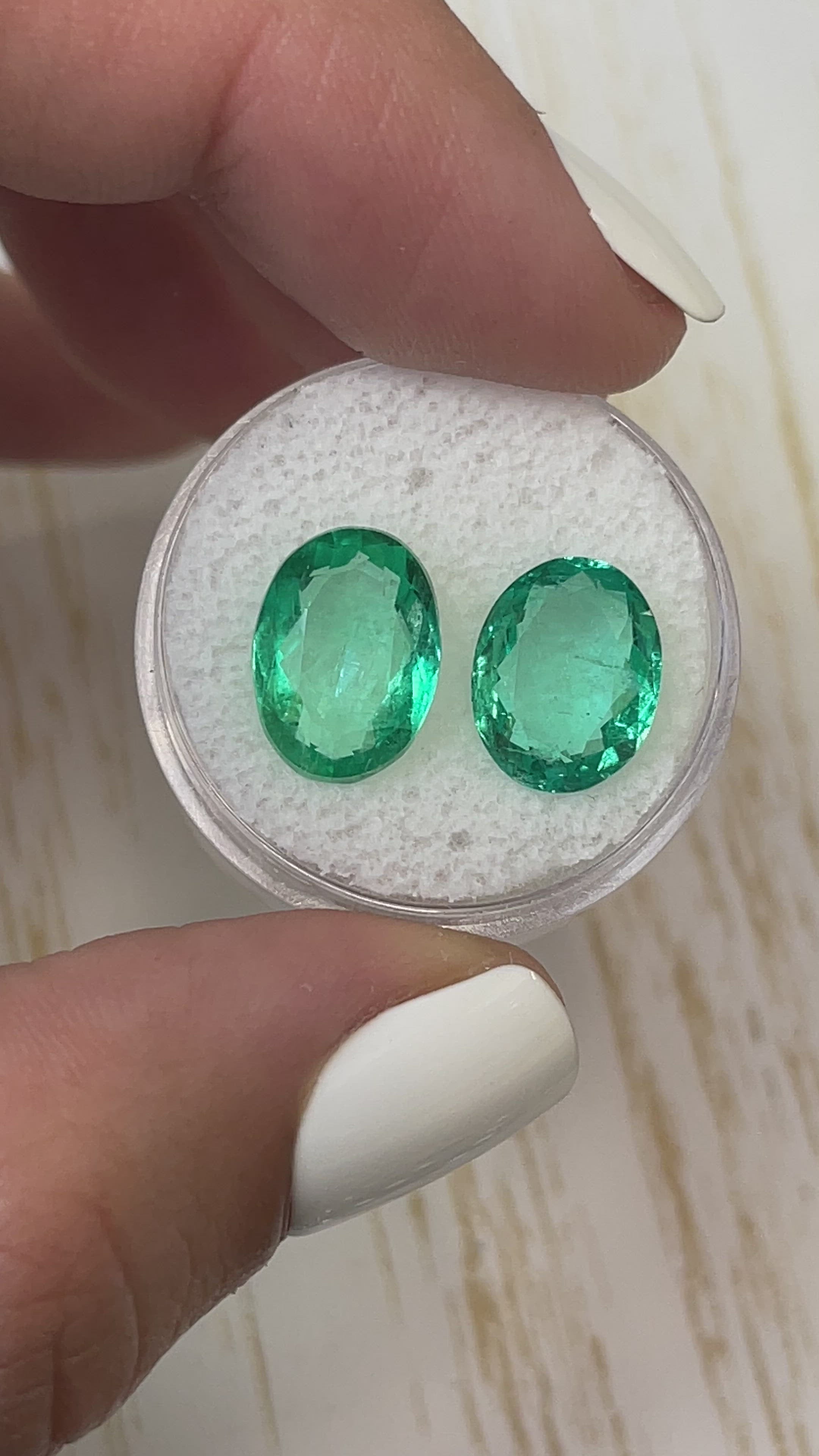 7.31tcw 12x9 Matching Loose Colombian Emeralds-Oval Cut