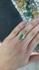 5.45tcw 14K Rare Oval Cabochon Cut Medium Bluish Green Vintage Styled Emerald & Diamond Accent Ring