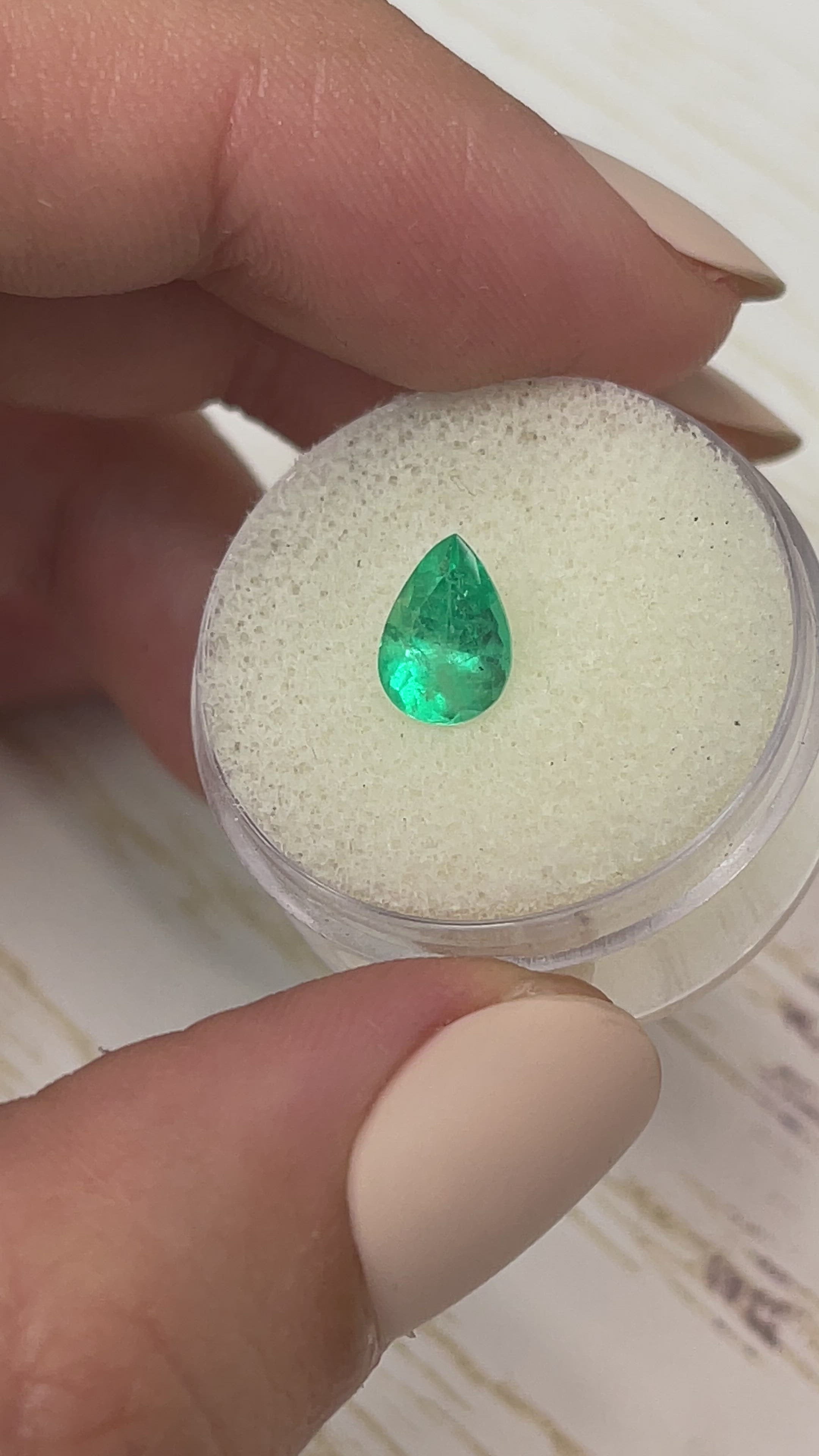 1.16 carat Spring Green Natural Loose Colombian Emerald-Pear Cut