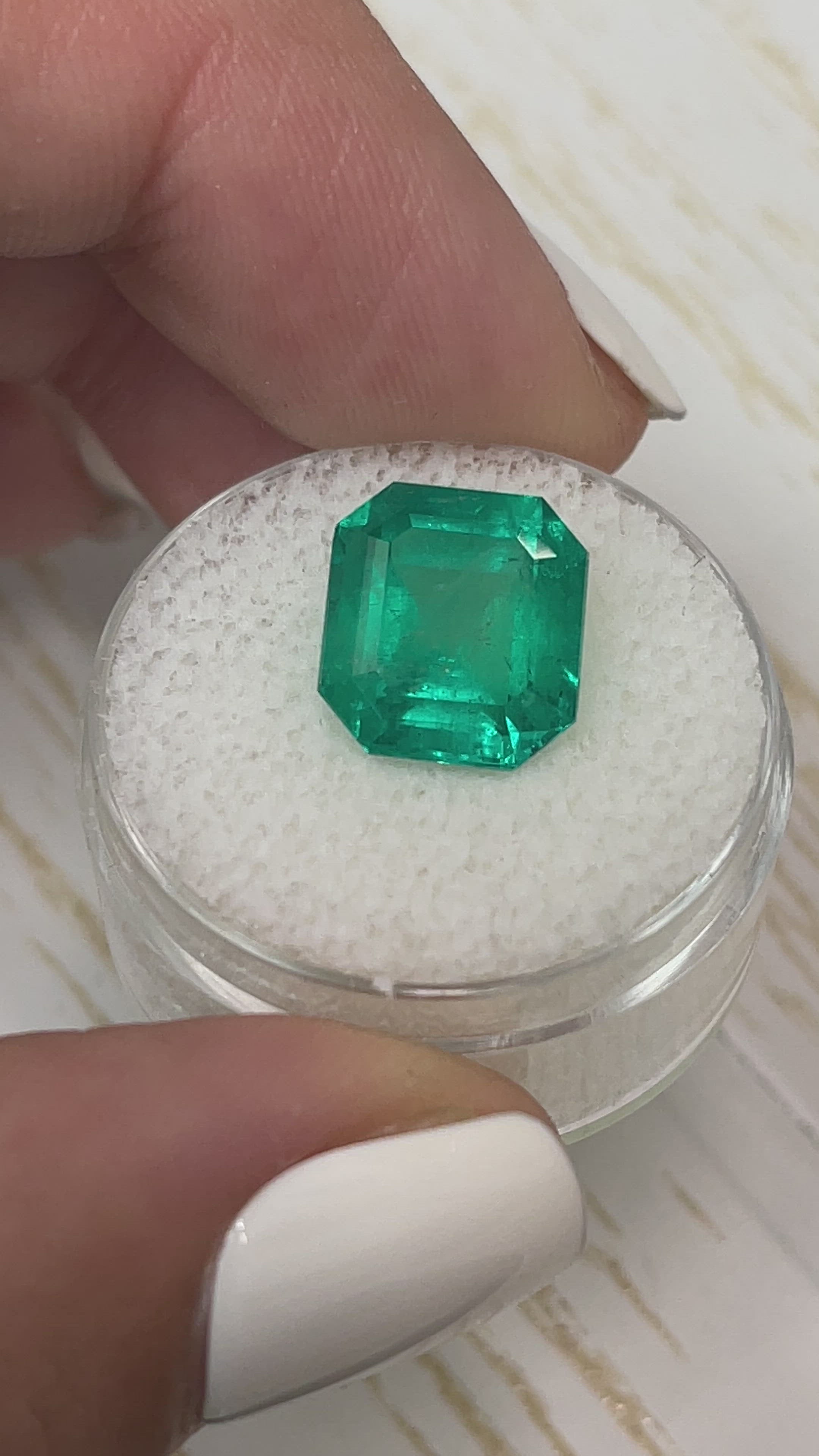 5.84 Carat Intense Bluish Green Natural Loose Colombian Emerald-Asscher Cut