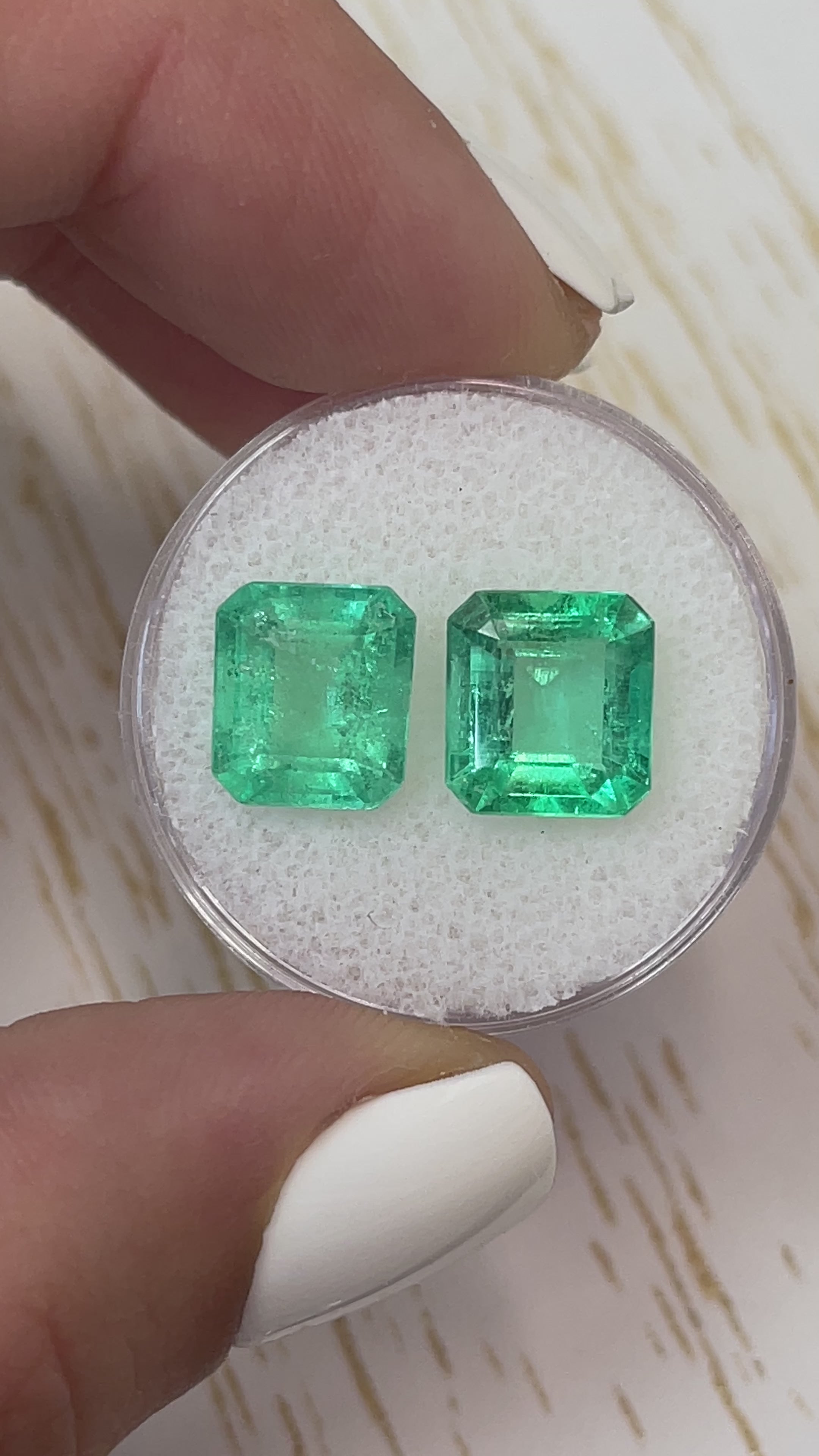 6.23tcw 10x9 Matching Loose Colombian Emeralds-Asscher Cut