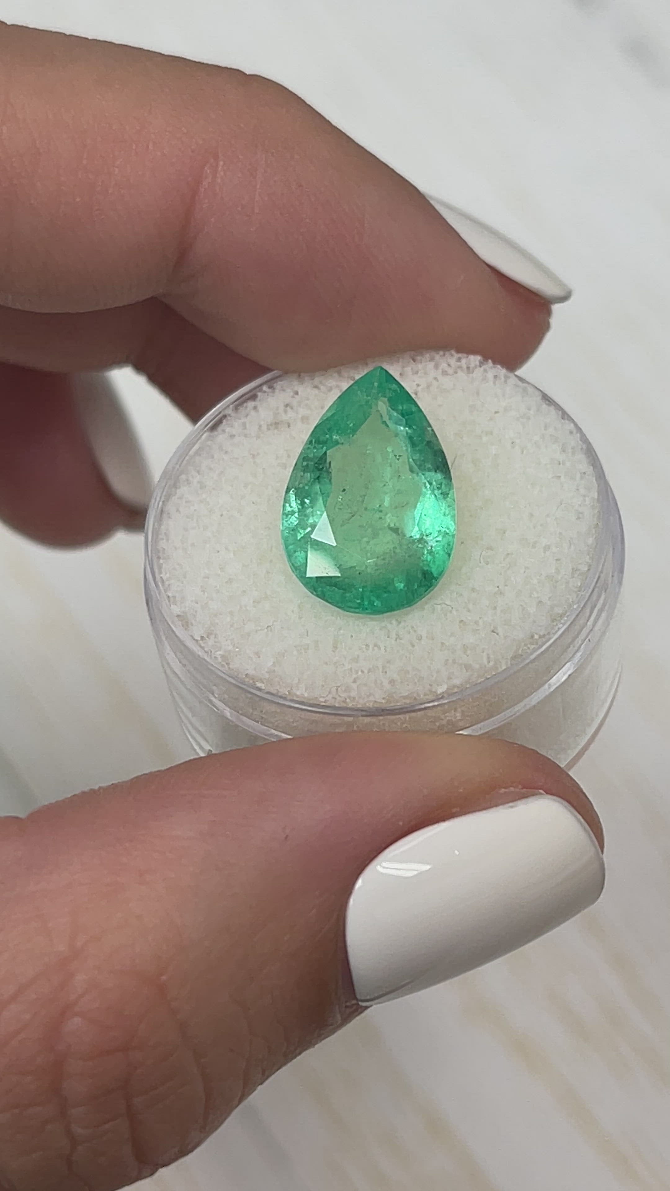 5.52 Carat Light Medium Green Natural Loose Colombian Emerald-Pear Cut