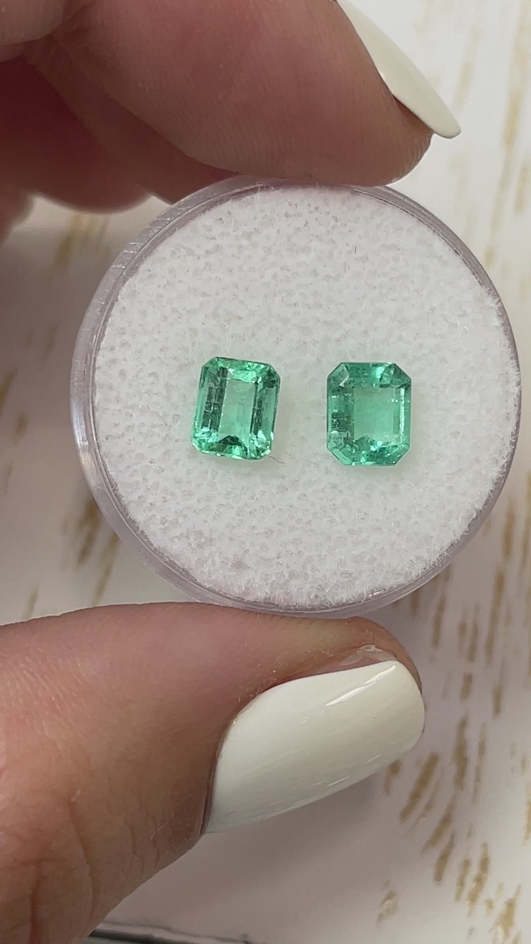 1.98tcw 6.5x5 Matching BluishGreen Loose Colombian Emeralds-Emerald Cut