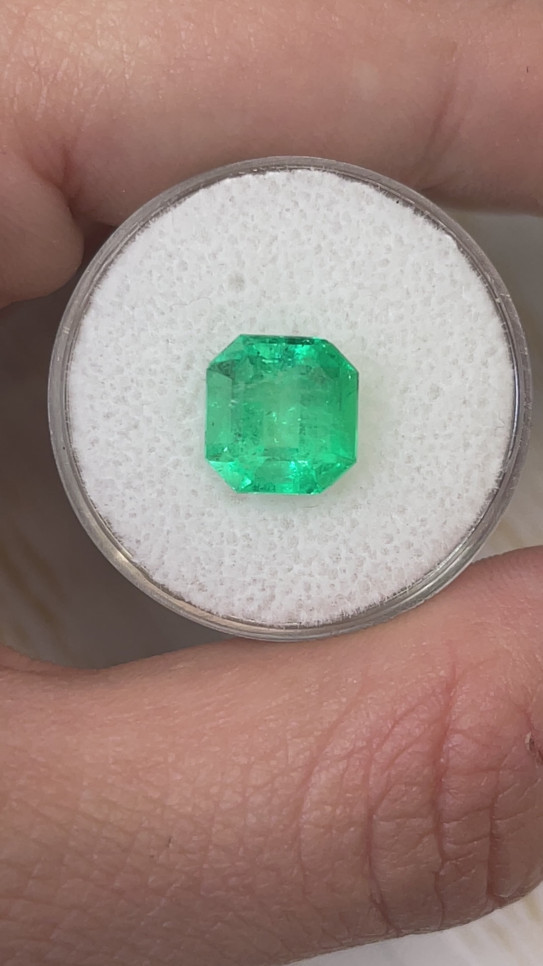 3.21 Carat 9x9 Yellowish Green Natural Loose Colombian Emerald-Asscher Cut