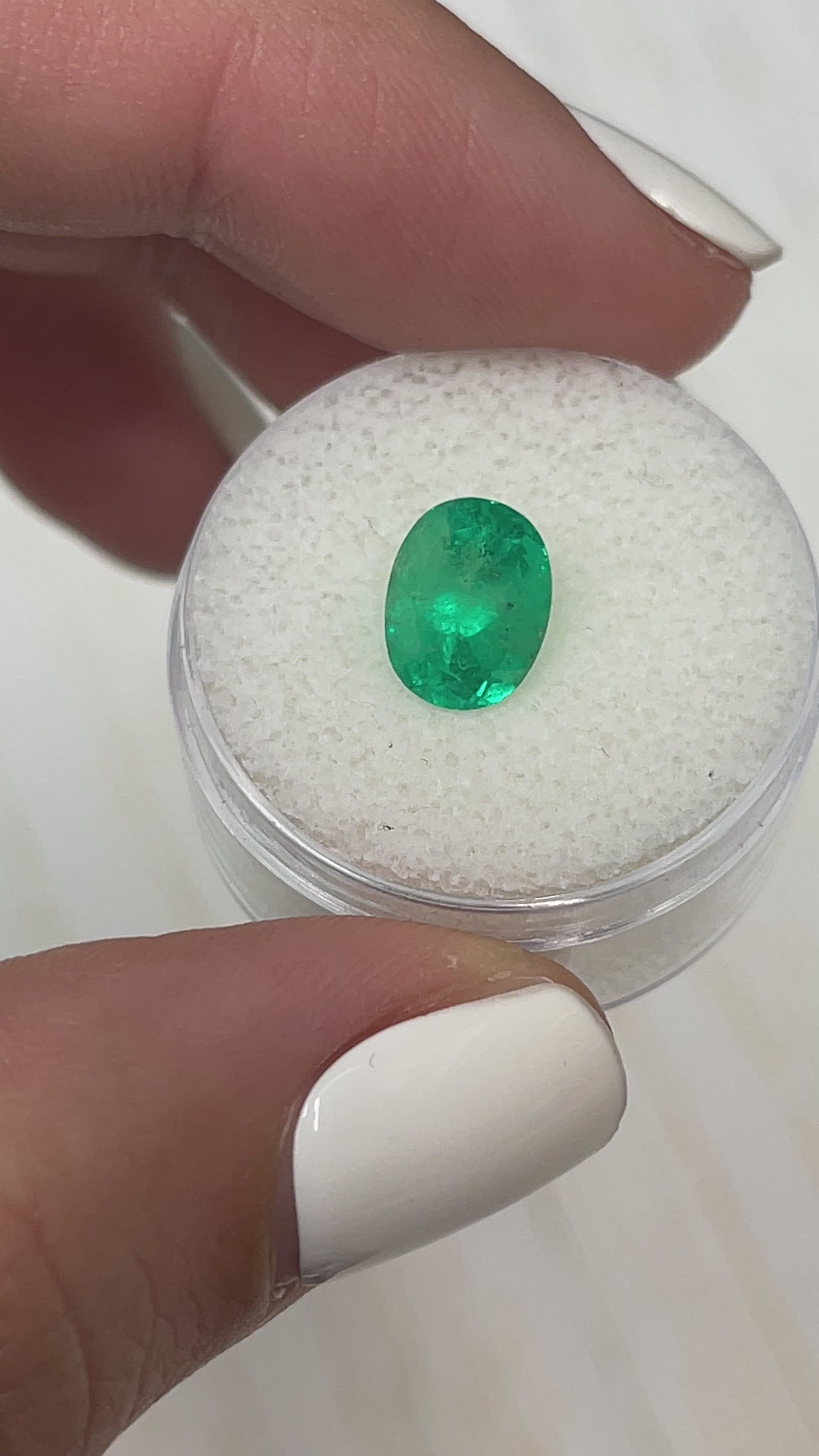 2.22 Carat 9x8 Glowy Green Natural Loose Colombian Emerald-Oval Cut