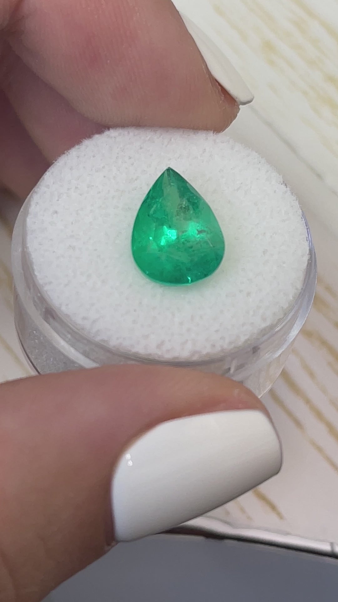 4.0 Carat 13x9 Yellowish Green Natural Loose Colombian Emerald-Pear Cut