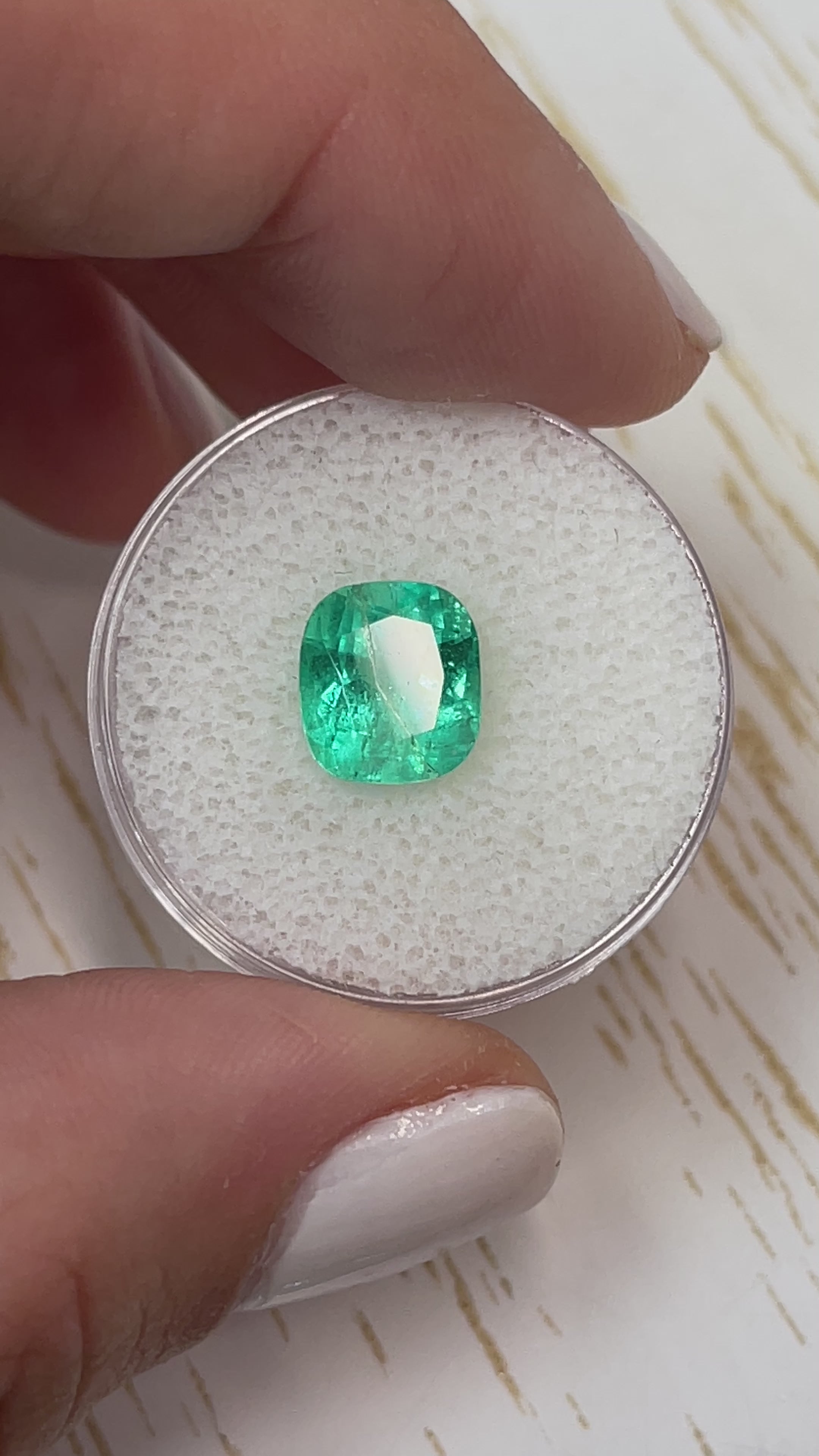 2.65 Carat Pastel Green Natural Loose Colombian Emerald-Elongated Cushion Cut