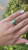 2.07tcw 14K Vivid Green Emerald-Heart Cut Bypass Gold Two Stone Statement Ring