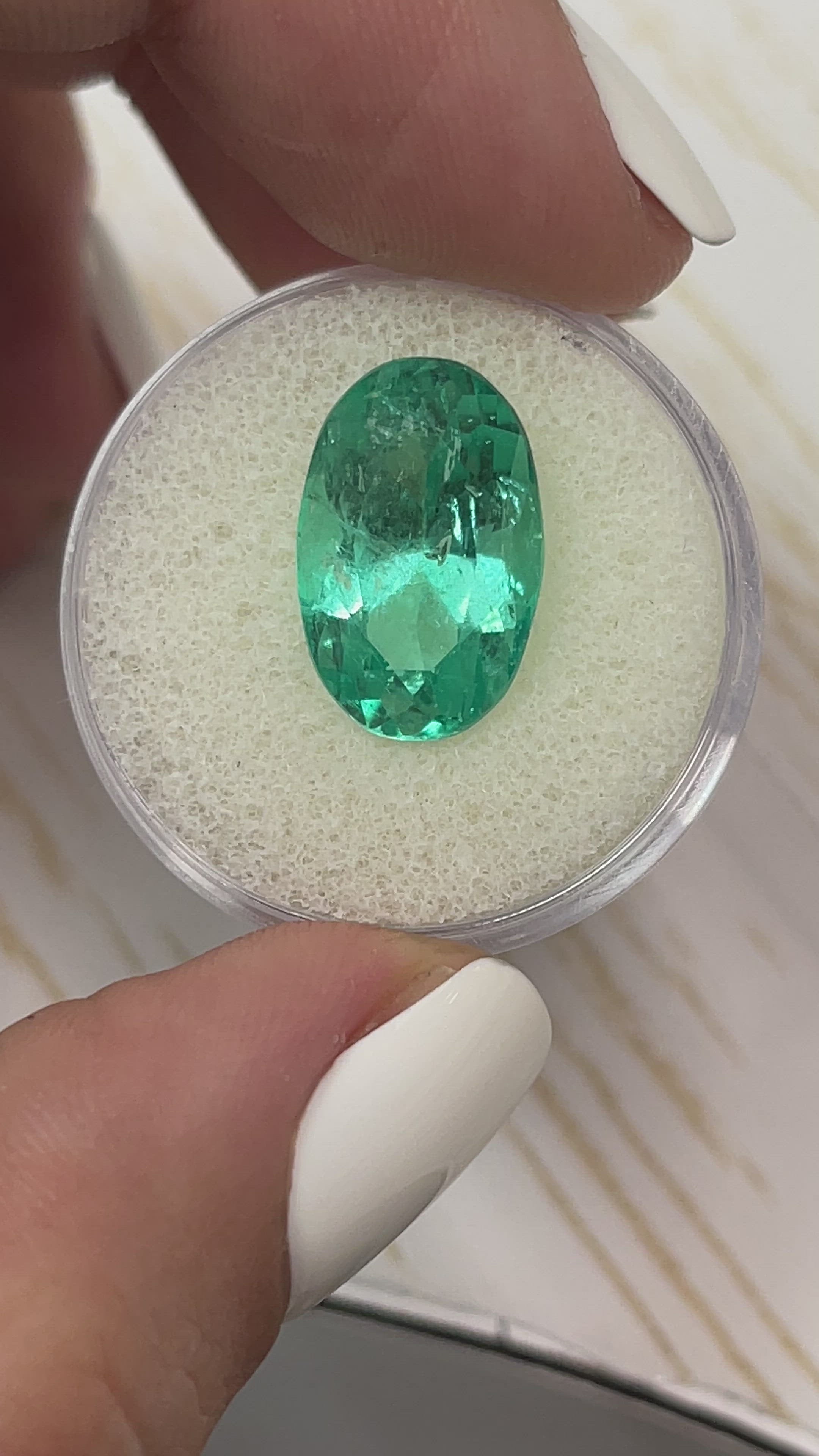 7.55 Carat 16x10 Elongated Bluish Green Natural Loose Colombian Emerald-Oval Cut