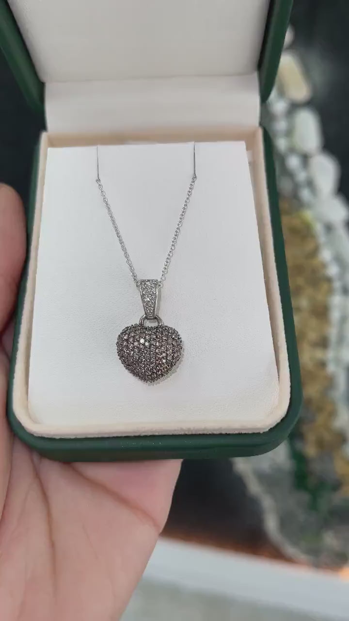 0.75-Carats 14K Gold Chocolate Diamond Pave Heart Pendant