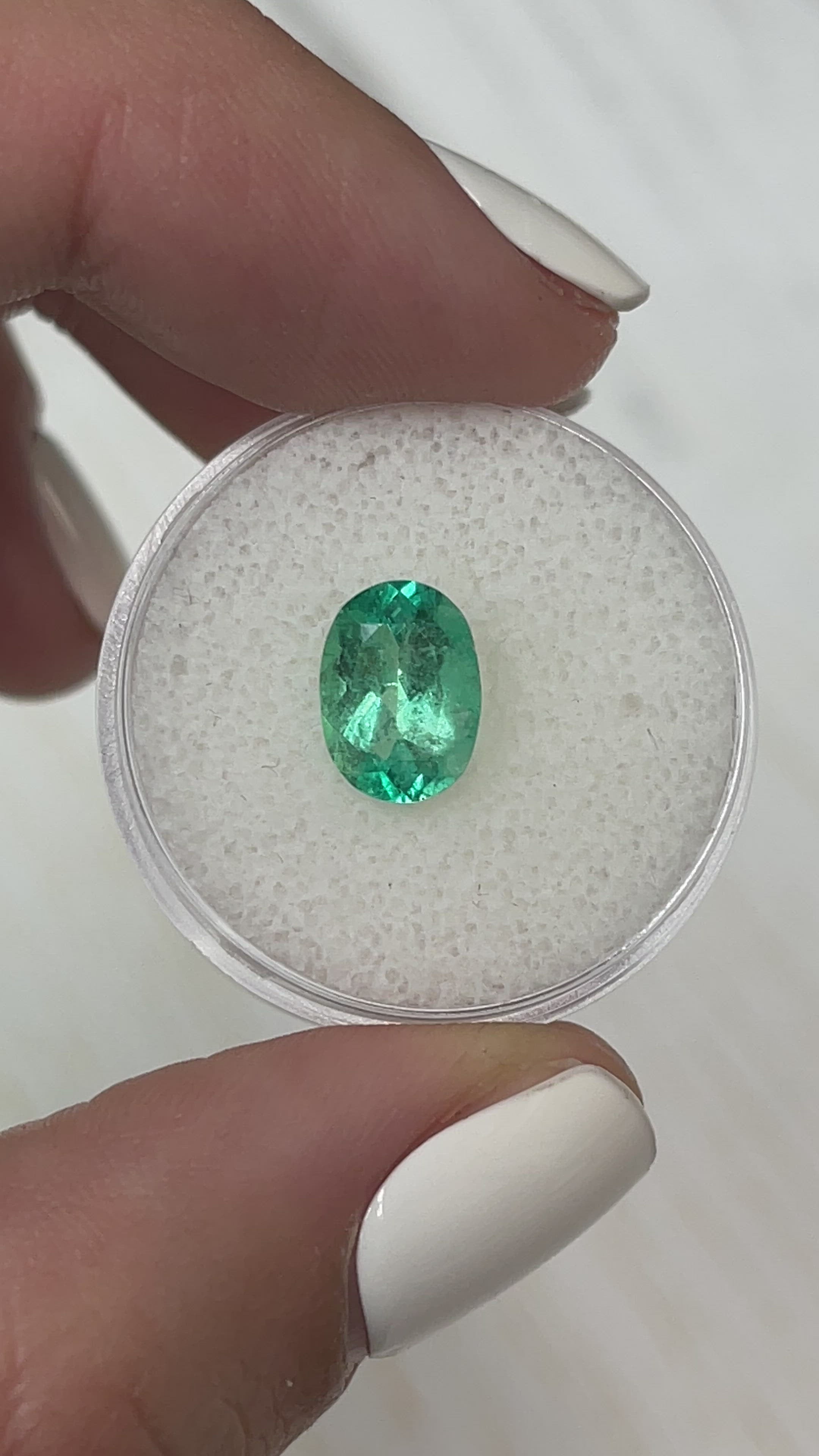 1.77 Carat 10x7 Medium-Light Green Natural Loose Colombian Emerald-Oval Cut