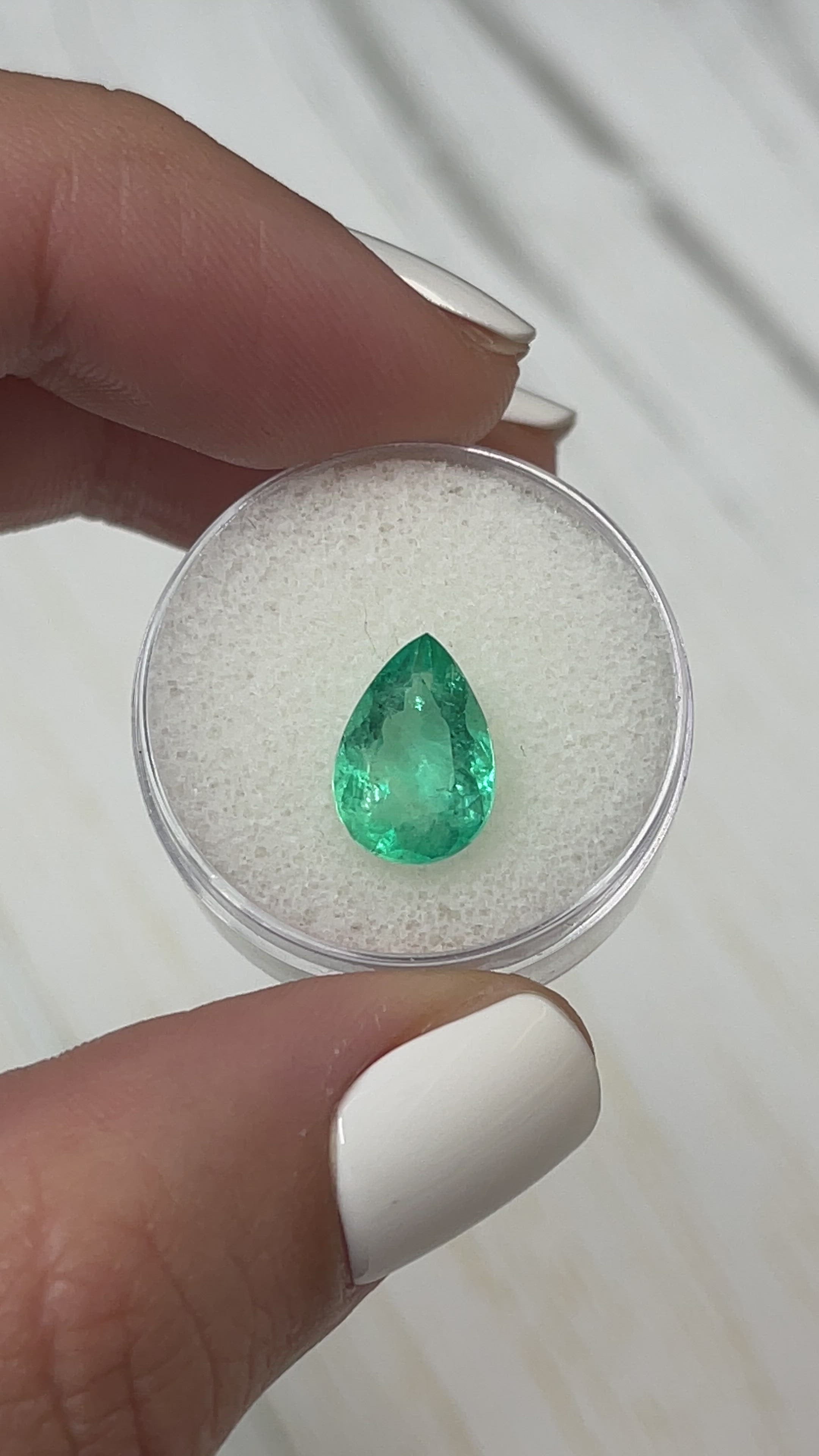 2.88 Carat Light Blue Green Natural Loose Colombian Emerald-Pear Cut