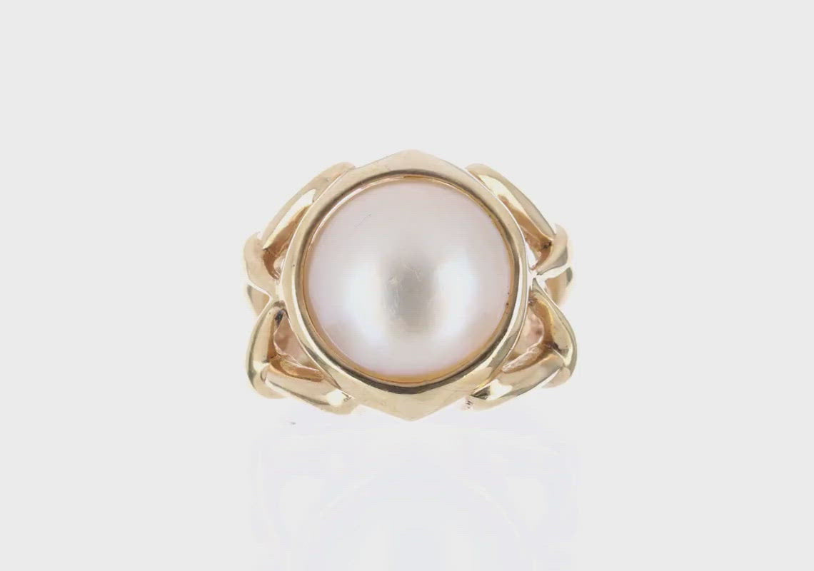 Vintage Mabe Pearl & Yellow Gold Ring 14k