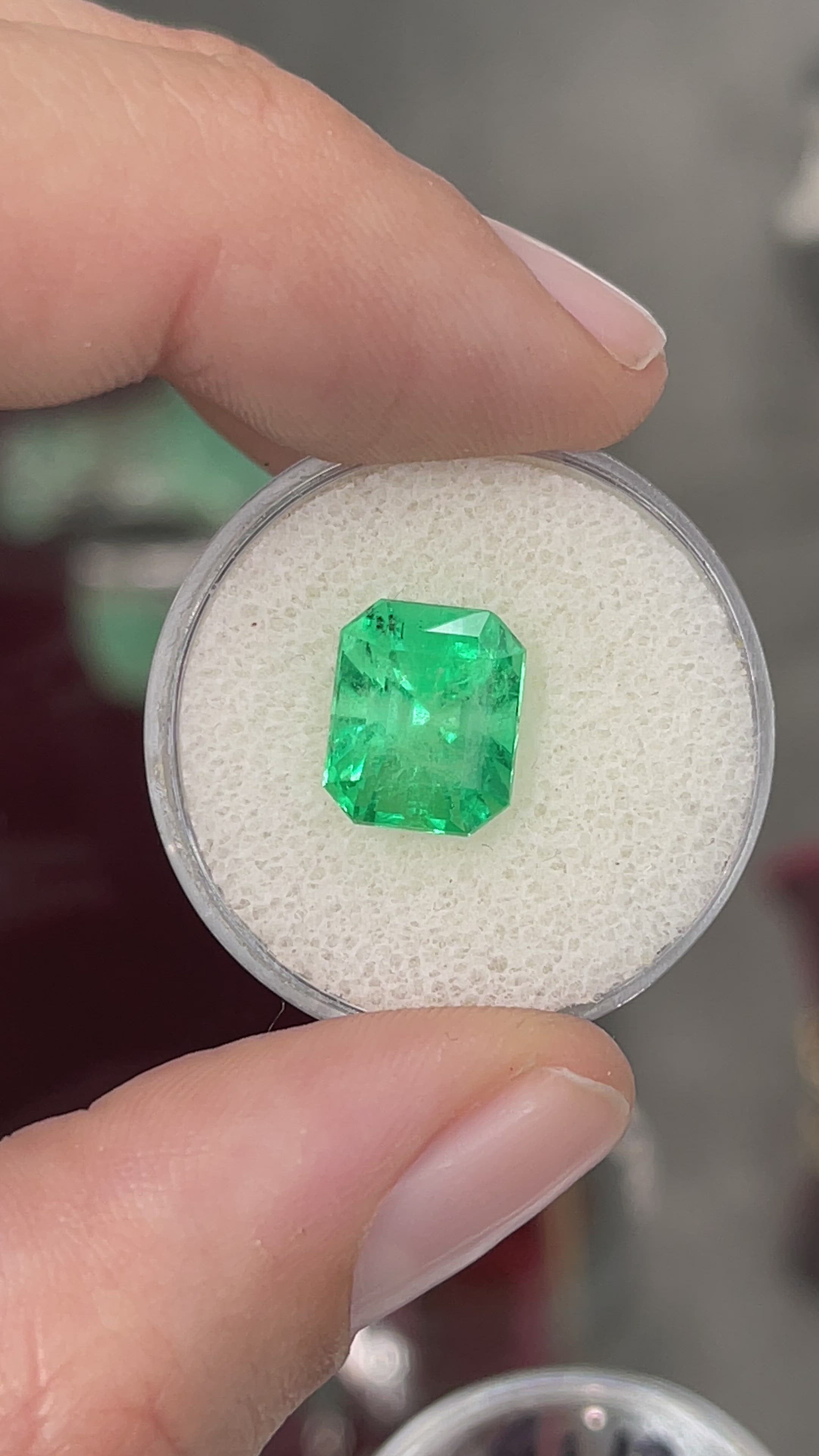 4.13 Carat 10x8 Vibrant Green Natural Loose Colombian Emerald-Classic Emerald Cut