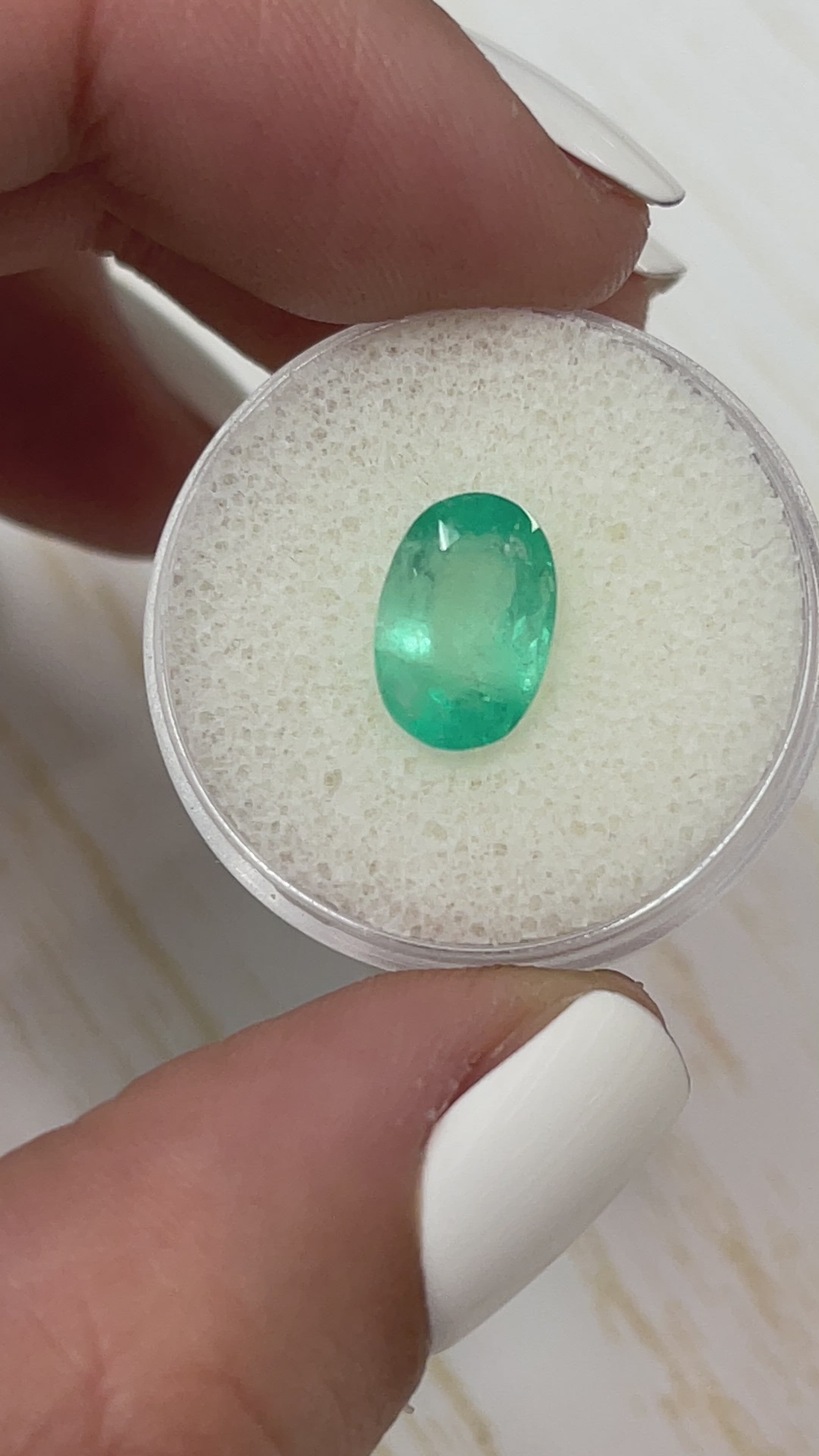 2.83 Carat 11x7 Pastel Mint Green Natural Loose Colombian Emerald-Oval Cut