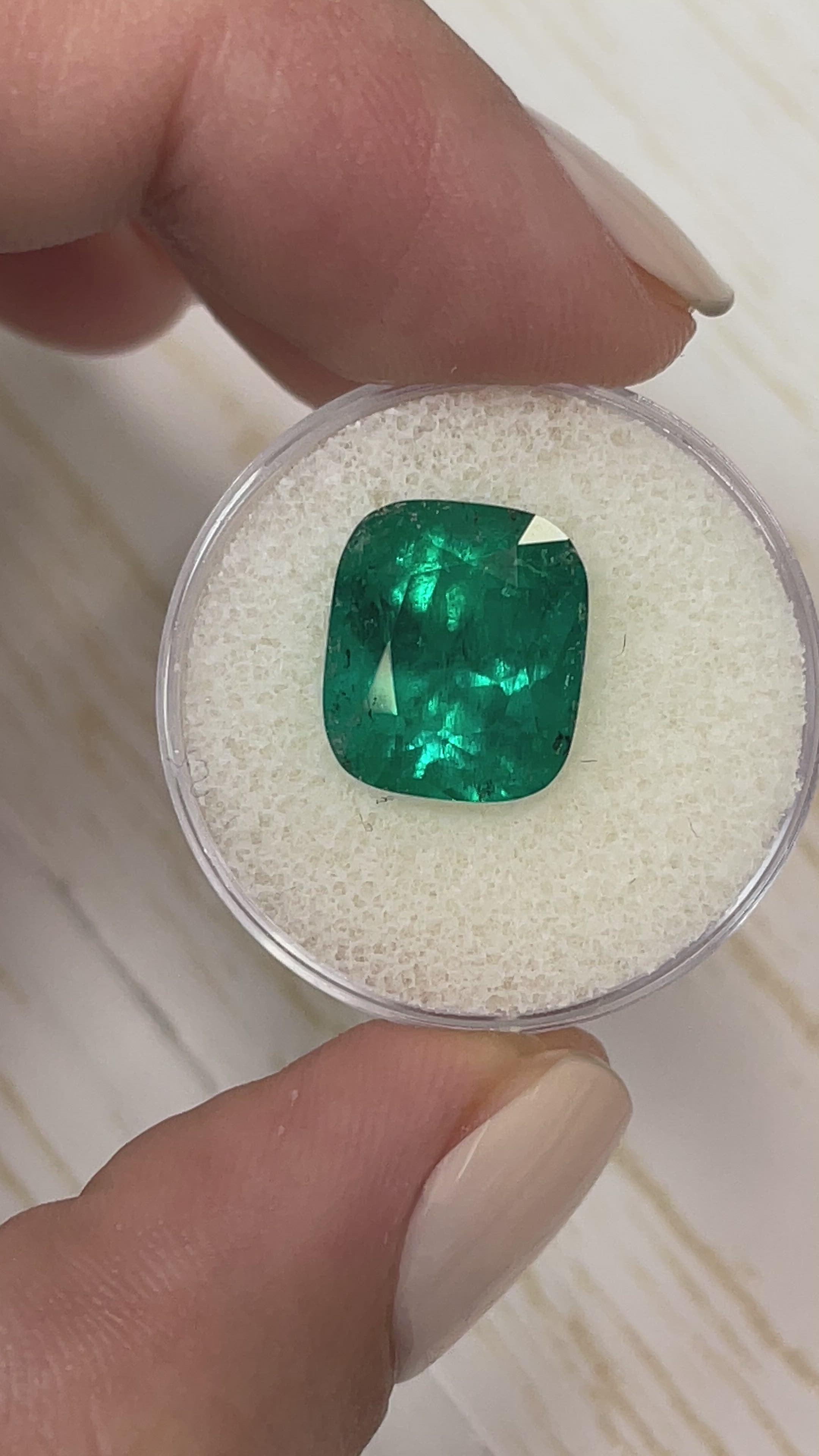 6.32 Carat Intense Muzo Green Natural Loose Colombian Emerald-Cushion Cut