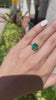 2.82tcw 14K 3 Stone Earth Mined Cushion Cut Blue Green Emerald & Diamond Baguette Engagement Ring