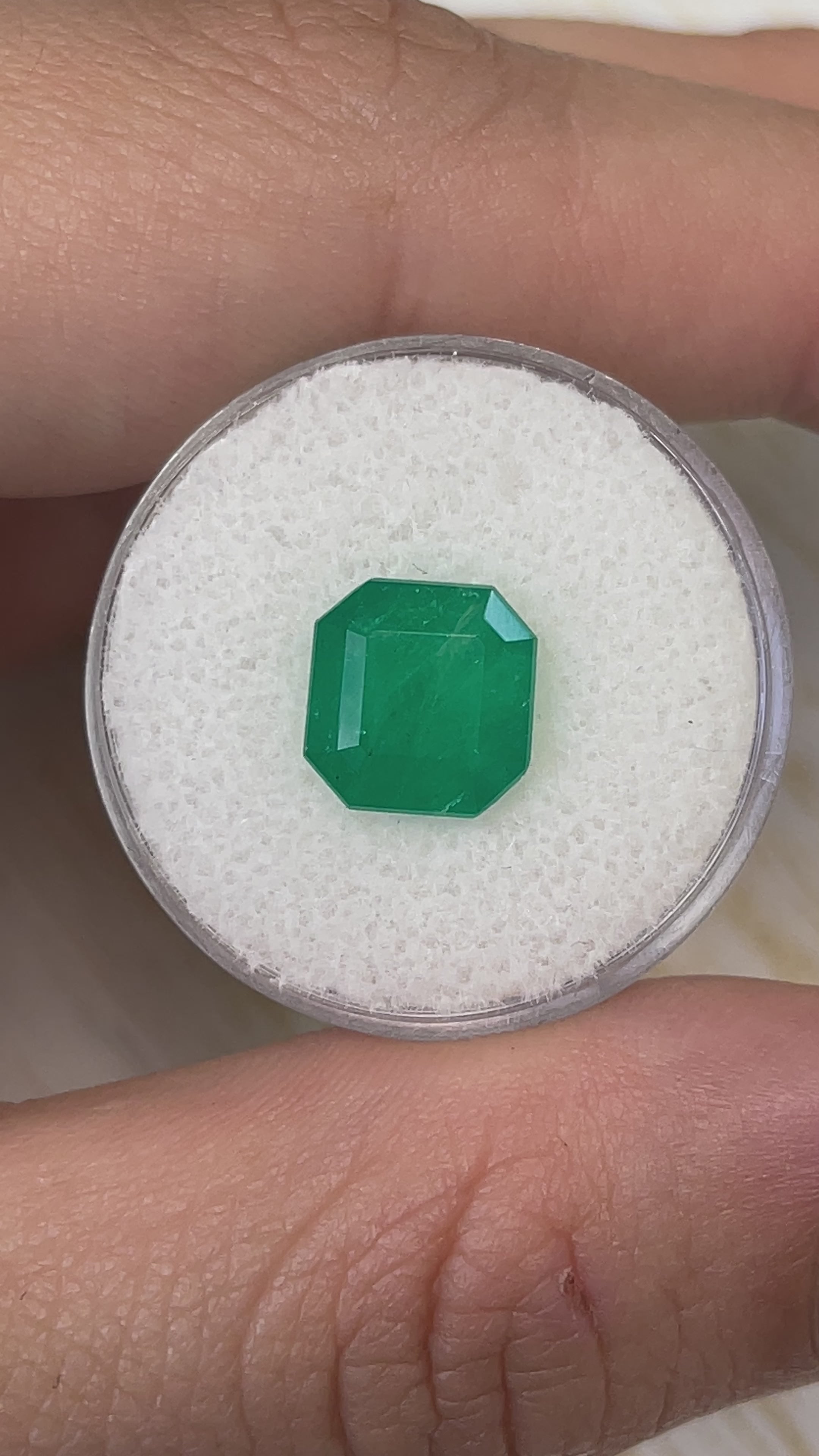 3.74 Carat 9.6x9.2 Forest Green Colombian Emerald-Asscher Cut with Clipped Corners