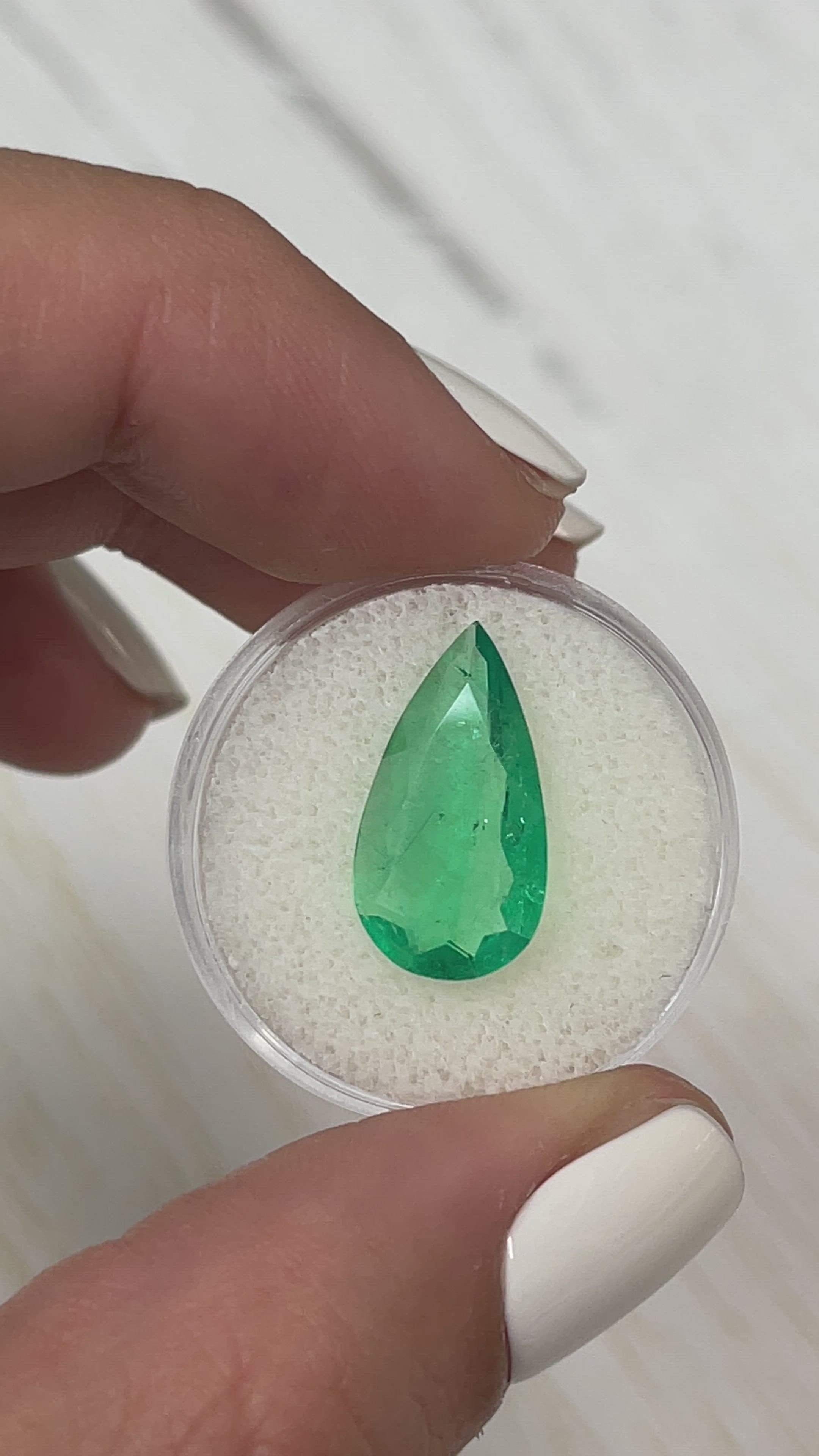 3.83 Carat 18x10 Spready Green Natural Loose Colombian Emerald-Pear Cut