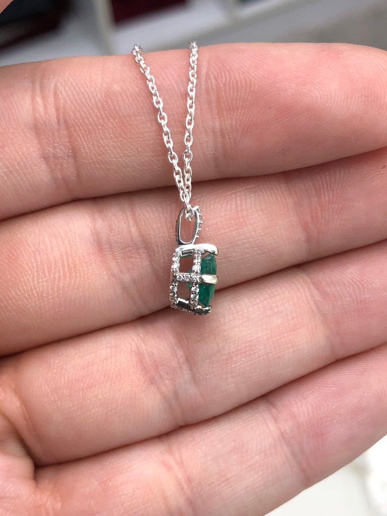 1.20tcw Round Emerald & Diamond Accents Pendant 