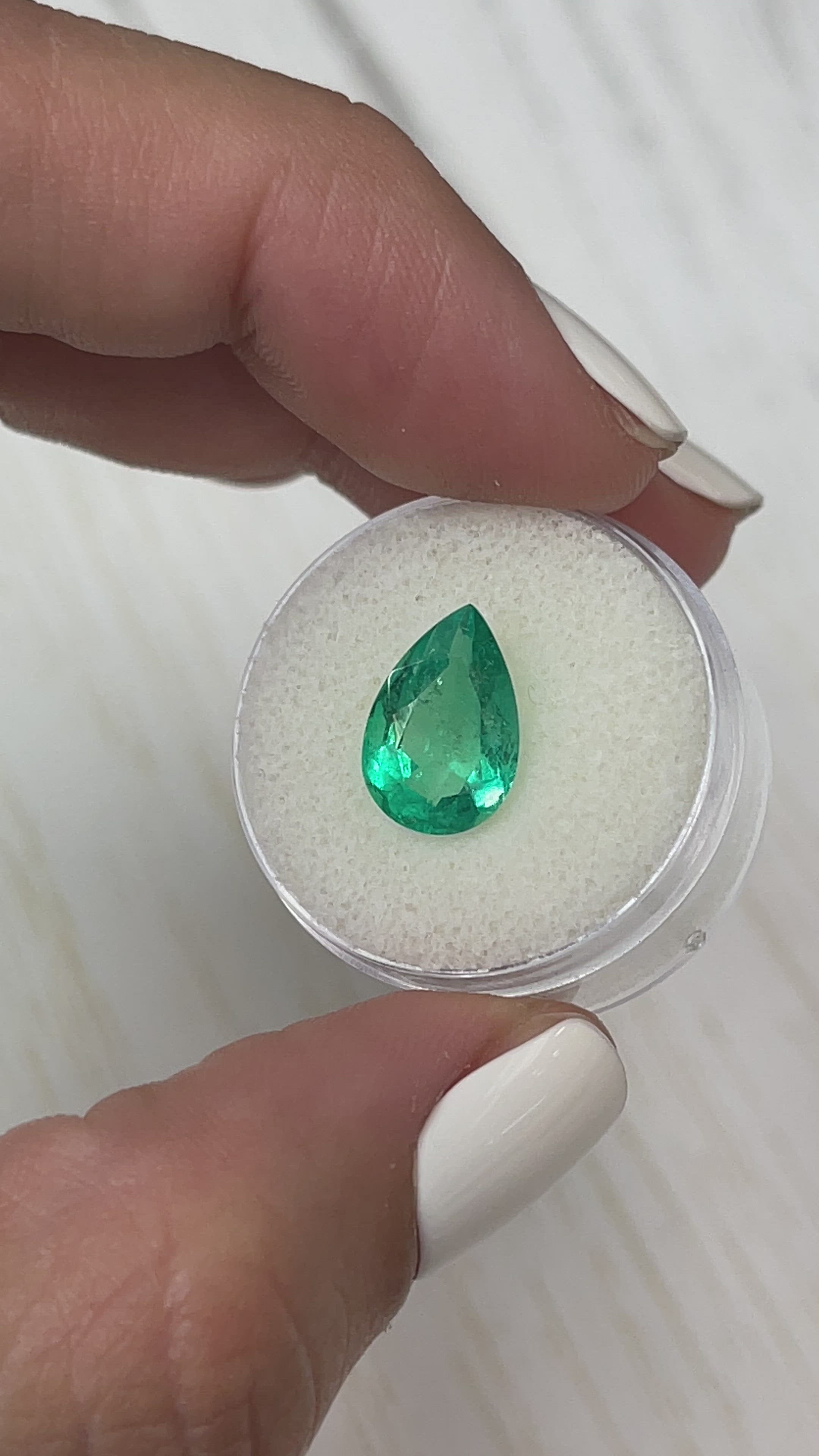 3.72 Carat Transparent Natural Loose Colombian Emerald-Pear Cut