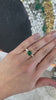 4.50tcw 14K Oval Shaped High Quality Dark Green Emerald Cabochon & Diamond Accent Three Stone Ring