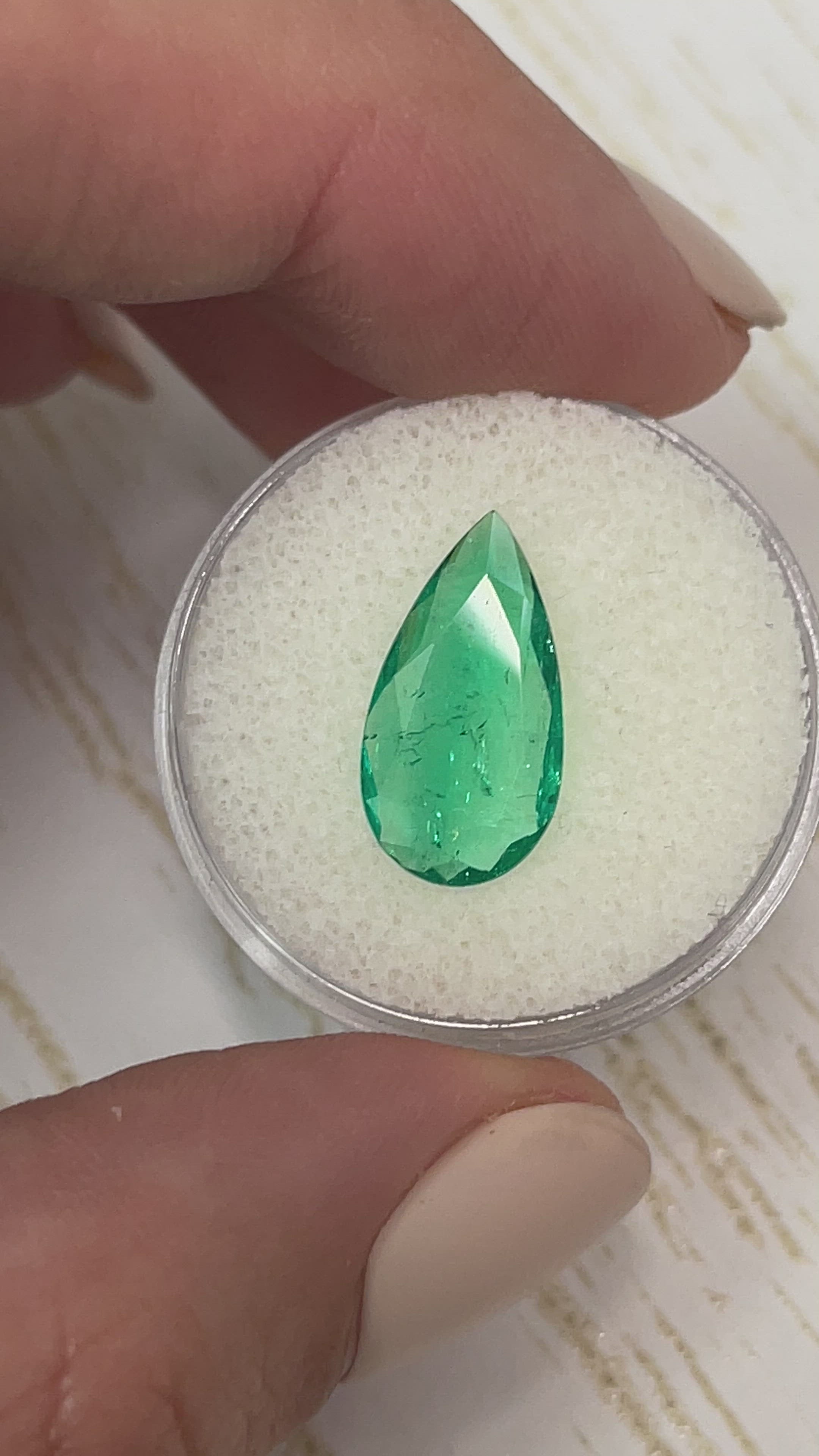 2.41 Carat 16x9 Spready Green Natural Loose Colombian Emerald-Pear Cut