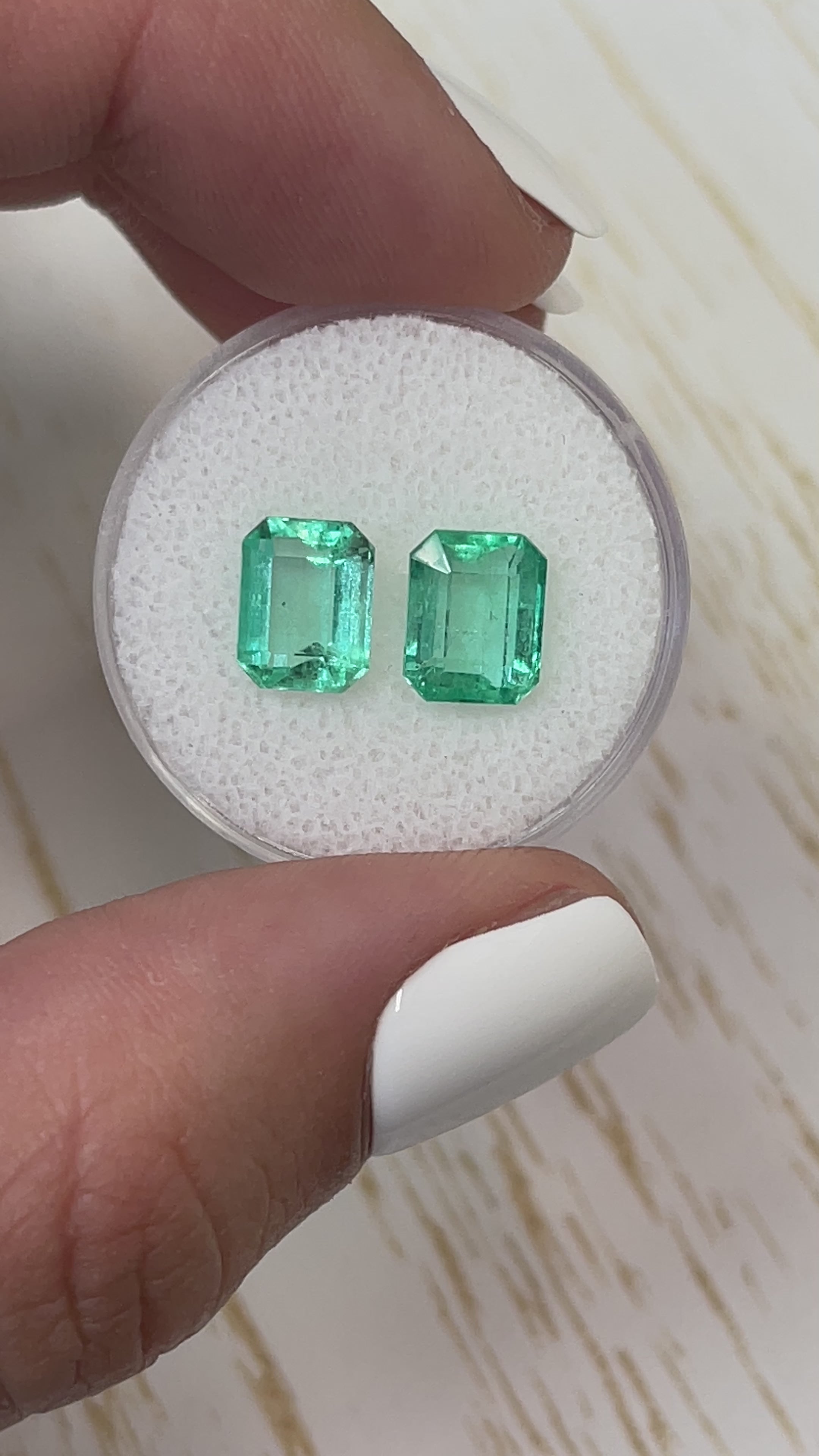 4.06tcw 8.5x6.5 Matching Green Loose Colombian Emeralds-Emerald Cut