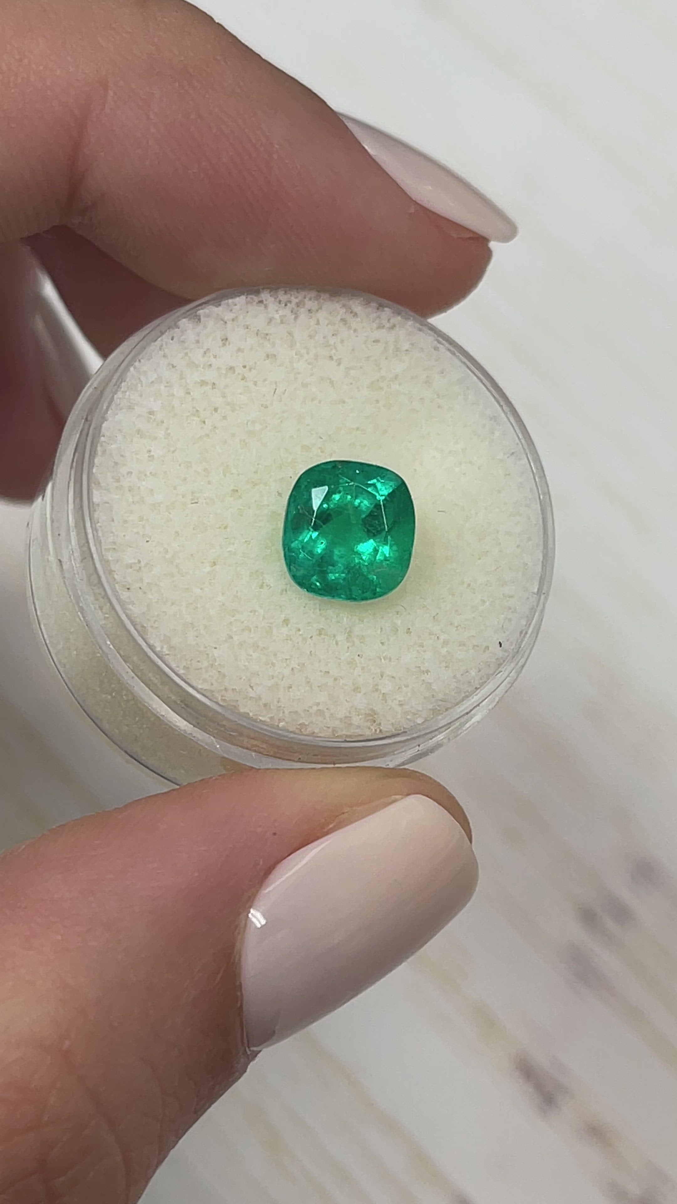 1.96 Carat 7.5x7.5 Muzo Green Natural Loose Colombian Emerald-Cushion Cut