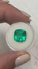 7.98 Carat 12x12 Vivid Bluish Green Natural Loose Colombian Emerald-Rounded Cushion Cut