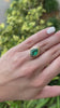 3.10ct 18K Pear Cut Emerald Dark Green Solitaire Four Prong Half Bezel Solid Gold Ring