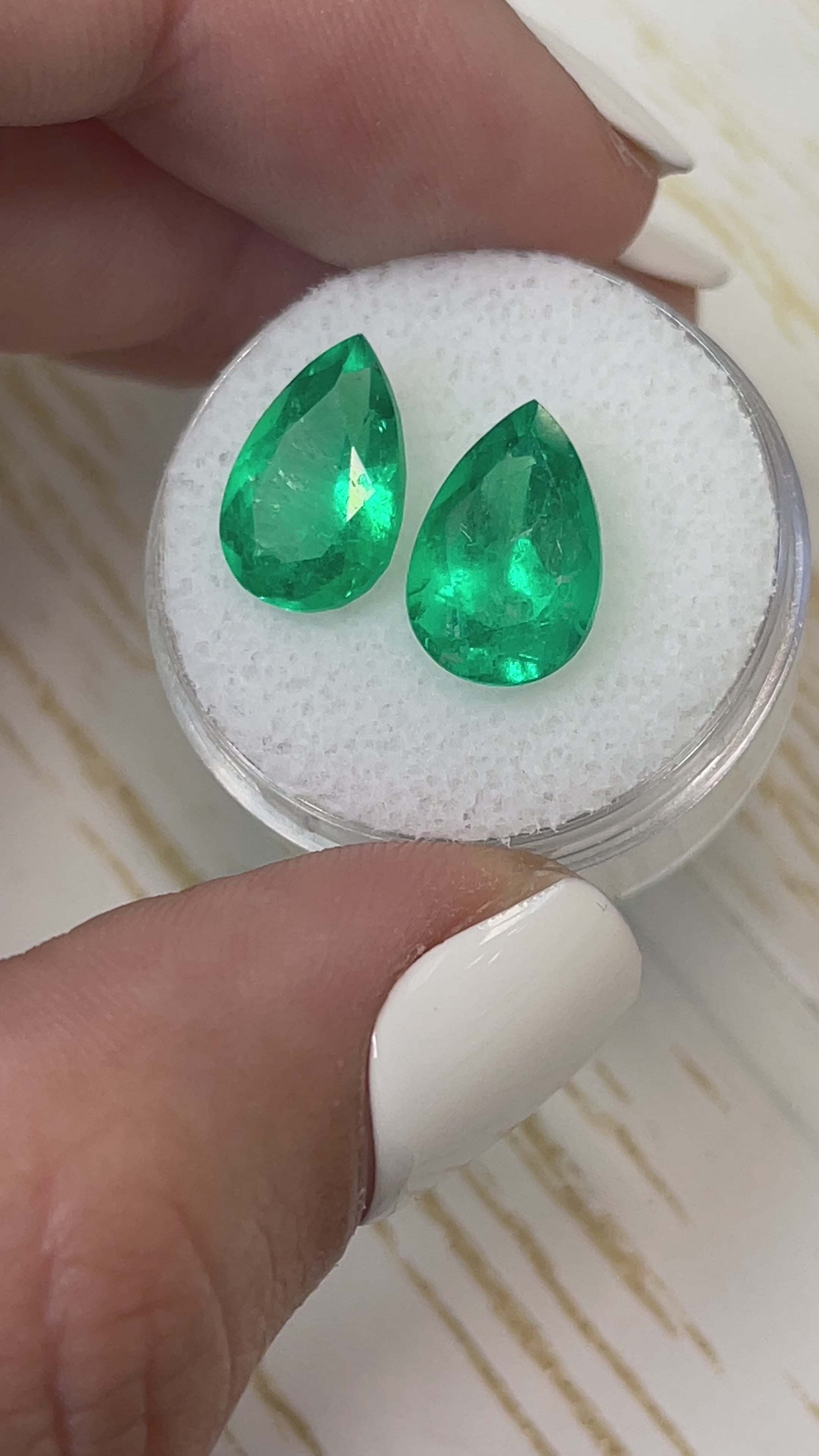 6.37tcw 12.5x8 Bright Muzo Matching Loose Colombian Emeralds-Pear Cut