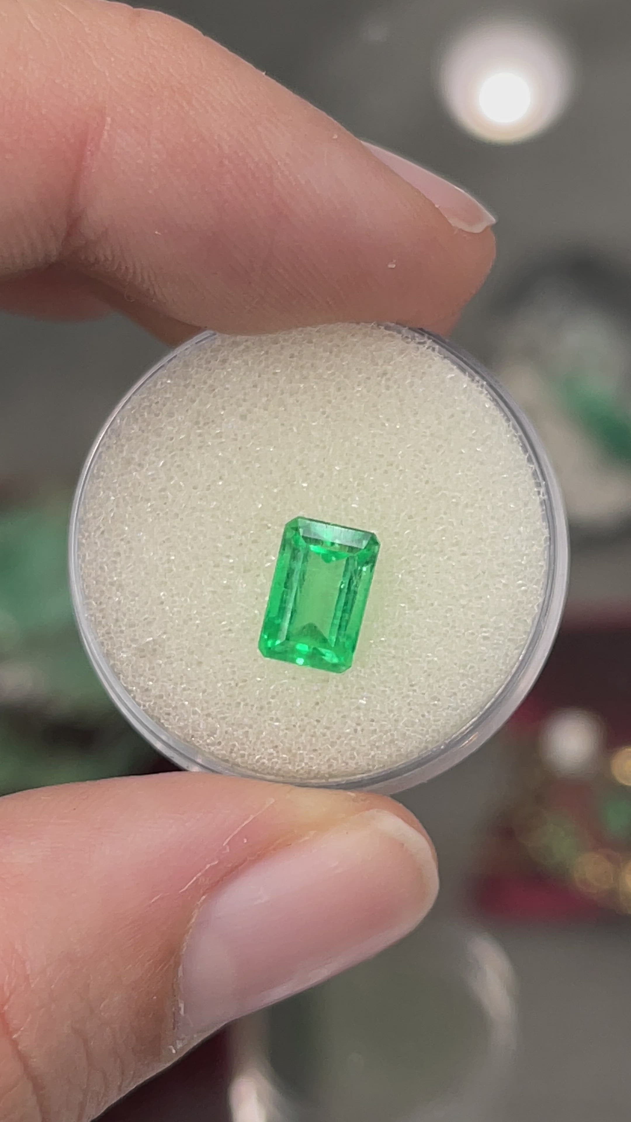 1.77 Carat Chromatic Green Natural Loose Colombian Emerald- Emerald Cut