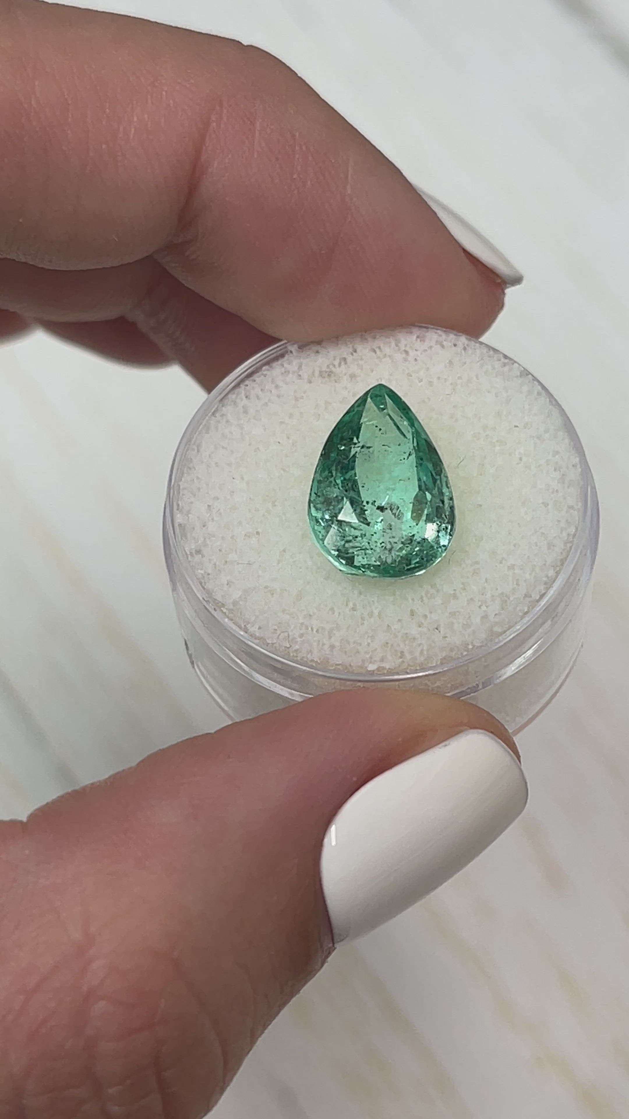 5.20 Carat 14x10 Vibrant Freckled Natural Loose Colombian Emerald-Pear Cut