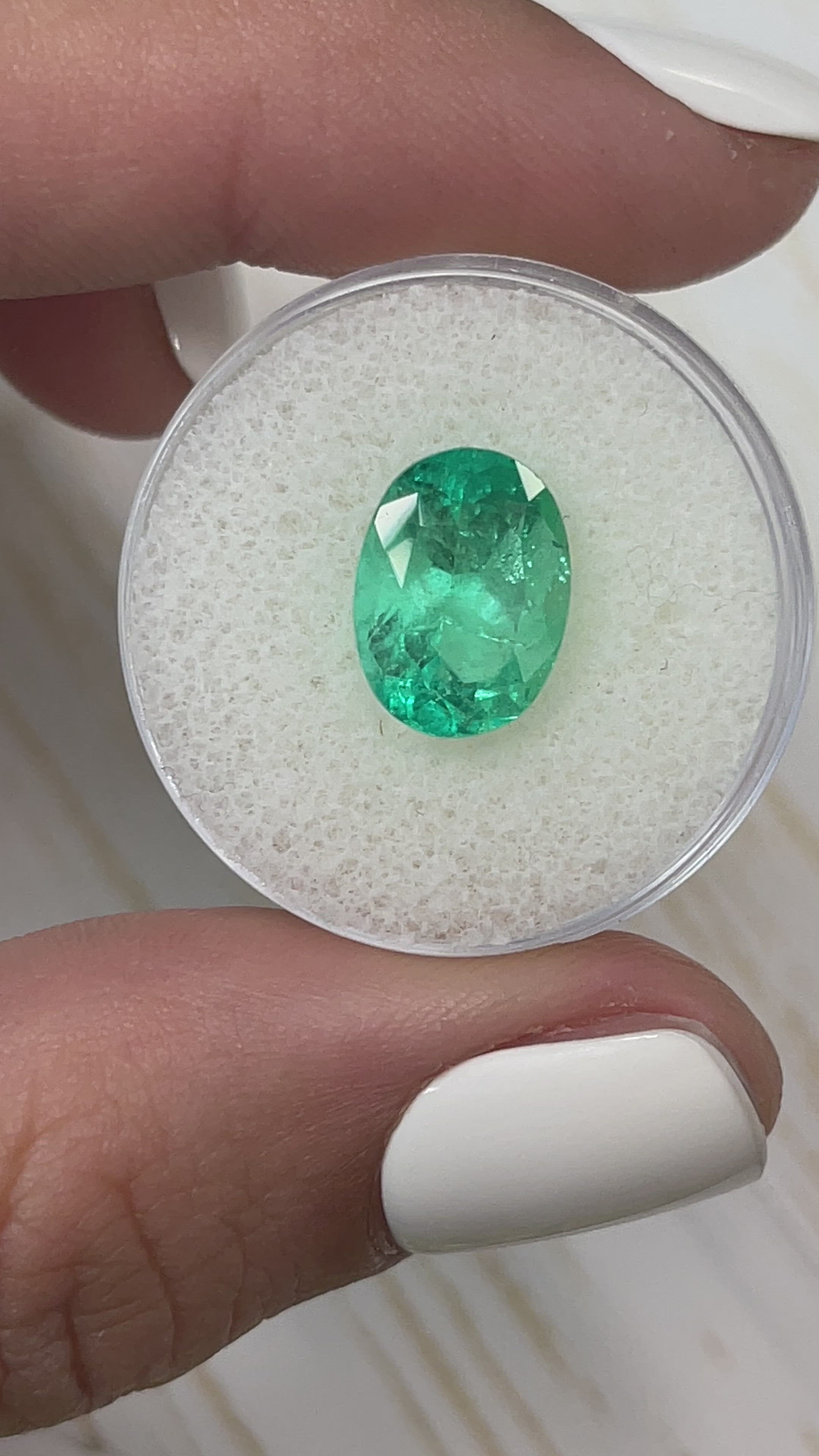 3.86 Carat Vibrant Spring Green Natural Loose Colombian Emerald-Oval Cut