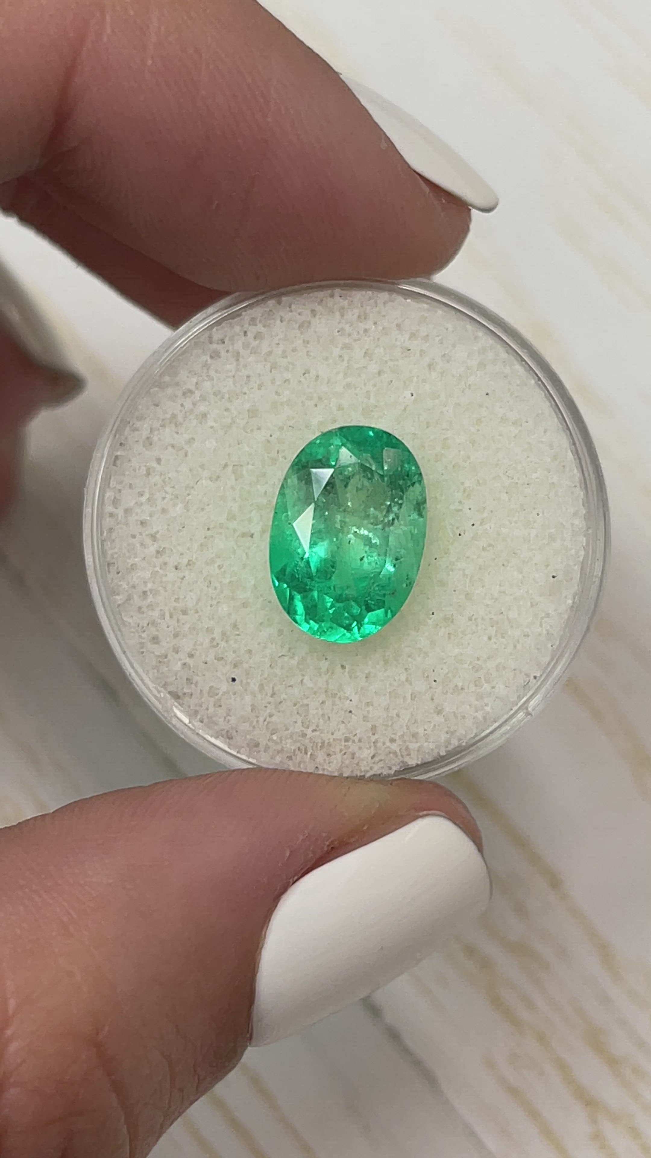 3.56 Carat Bi-Color Green Natural Loose Colombian Emerald-Oval Cut