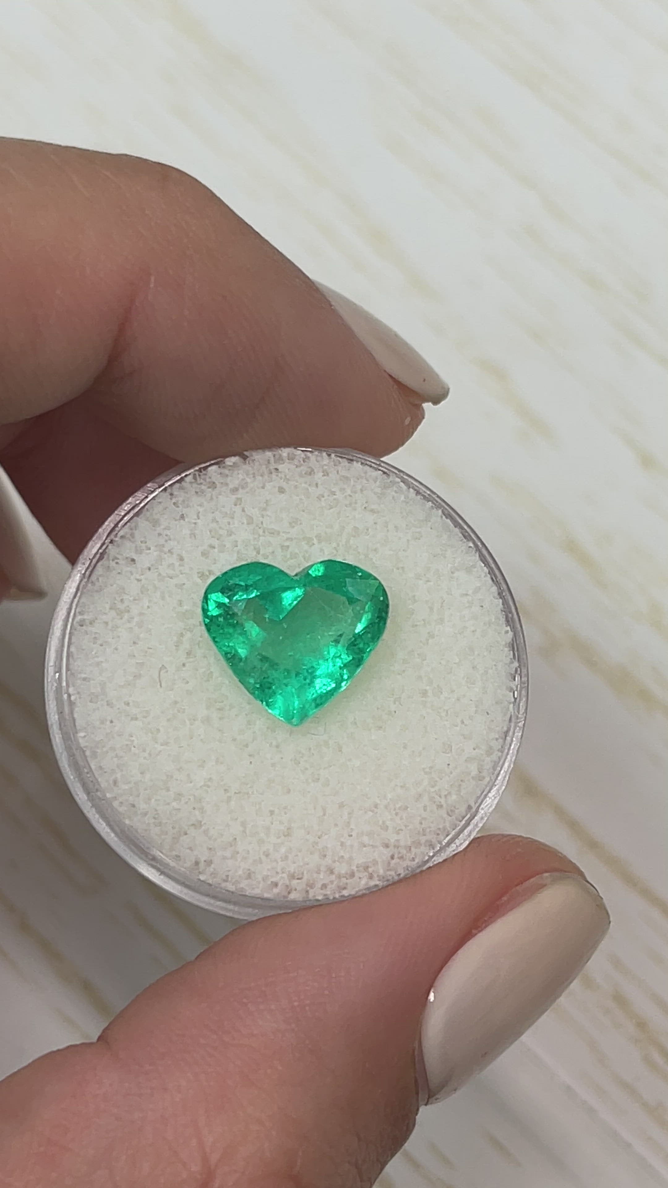 3.43 Carat 10x11 Bright Green Natural Loose Colombian Emerald-Heart Cut