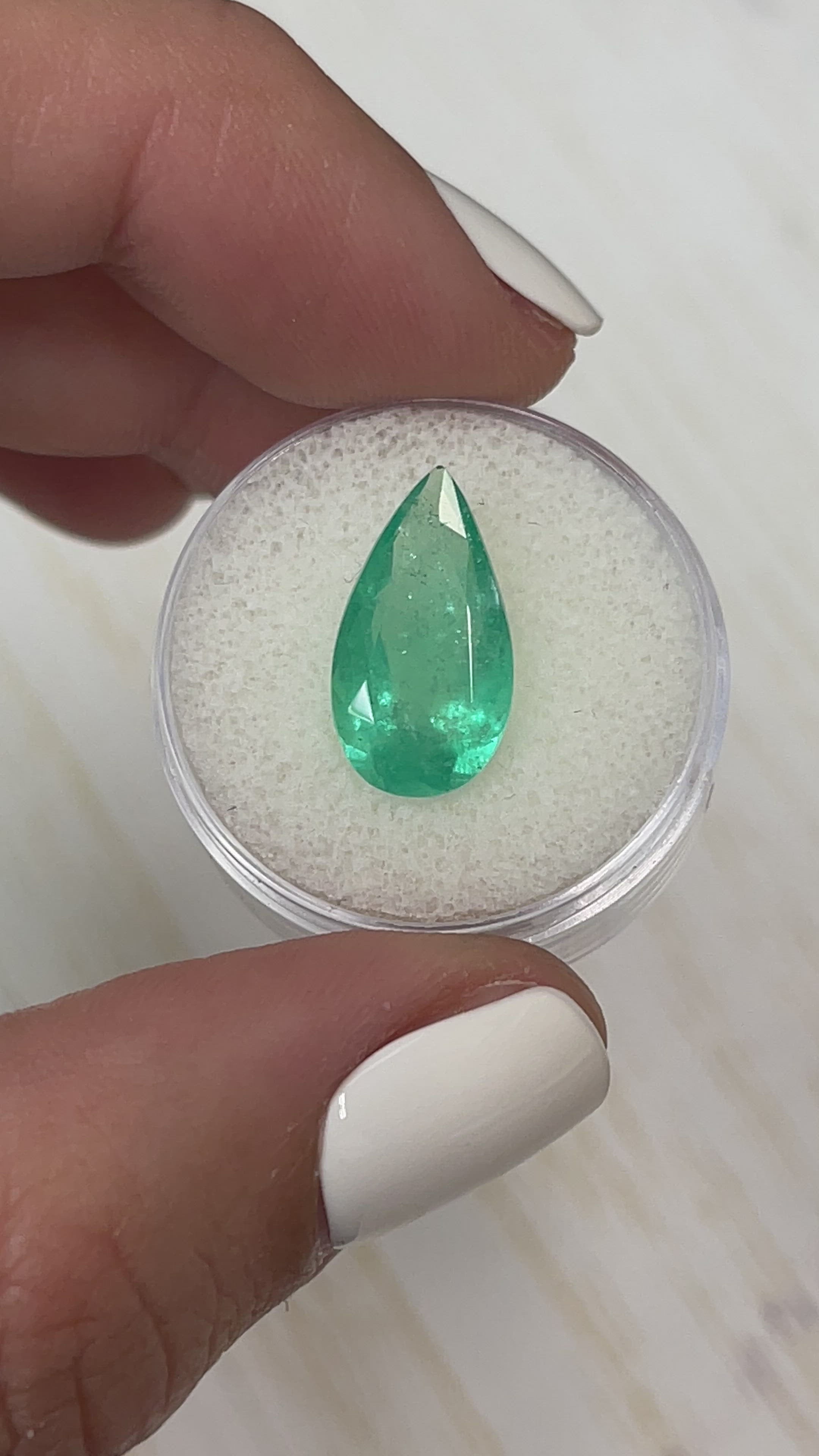 4.49 Carat 16x9 Slender Green Natural Loose Colombian Emerald-Pear Cut