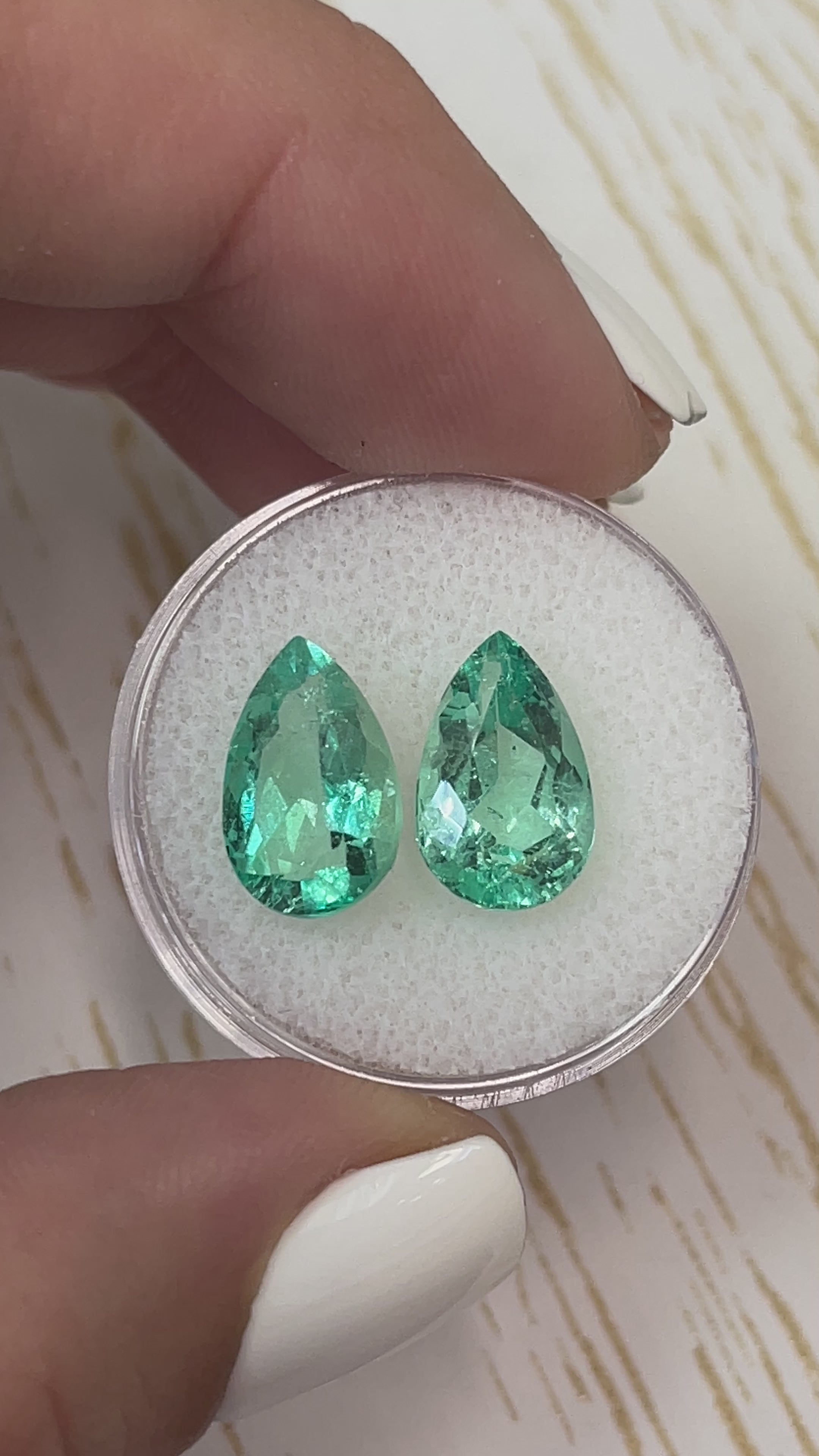 6.11tcw 12.5x8 Bright Matching Loose Colombian Emeralds-Pear Cut