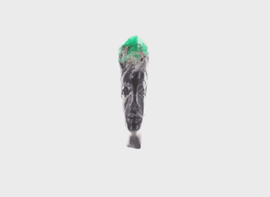 Raw Crystal Statue: Colombian Emerald Goddess of Egypt