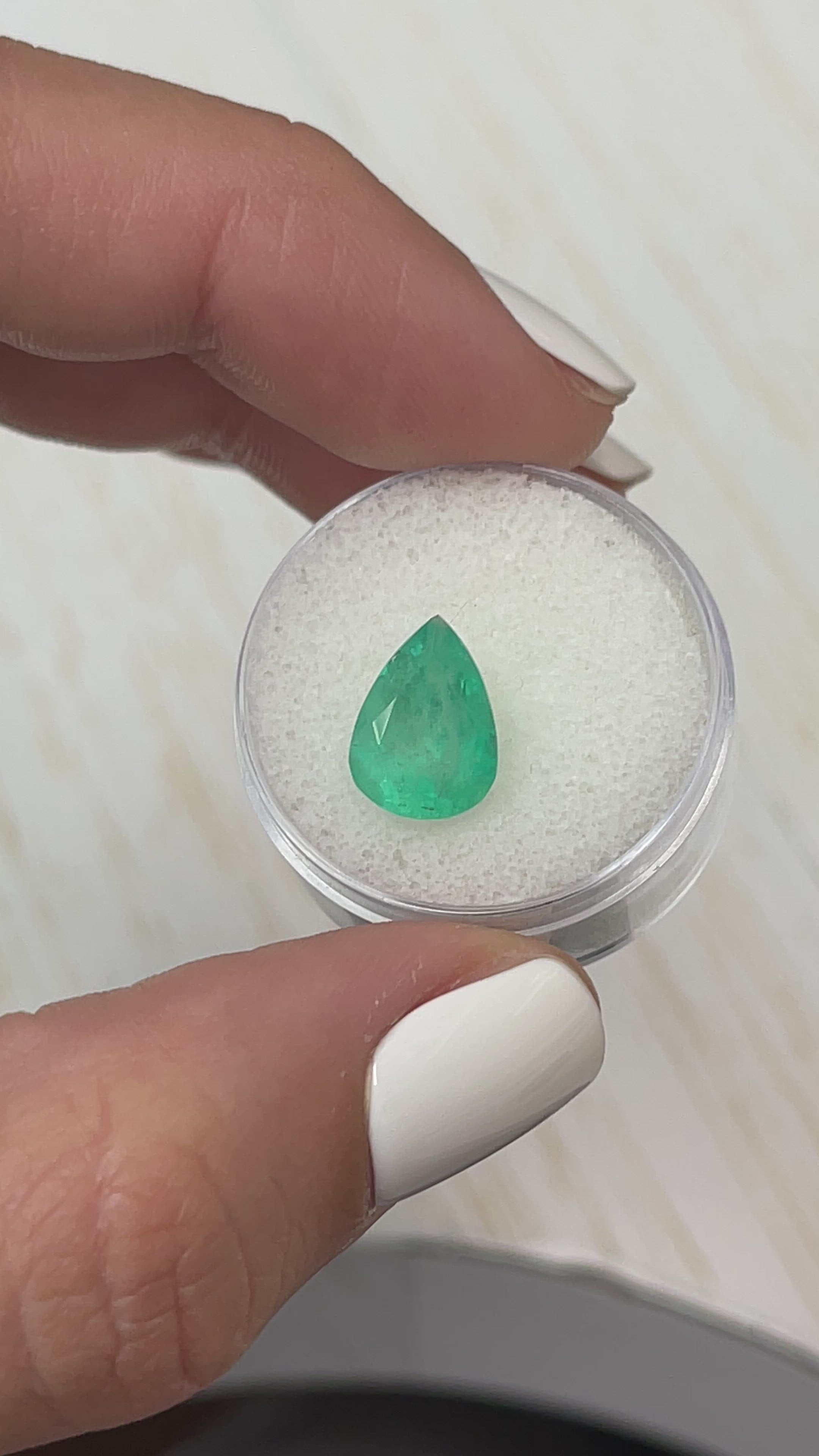 3.0 Carat Chunky Bluish Green Natural Loose Colombian Emerald-Pear Cut