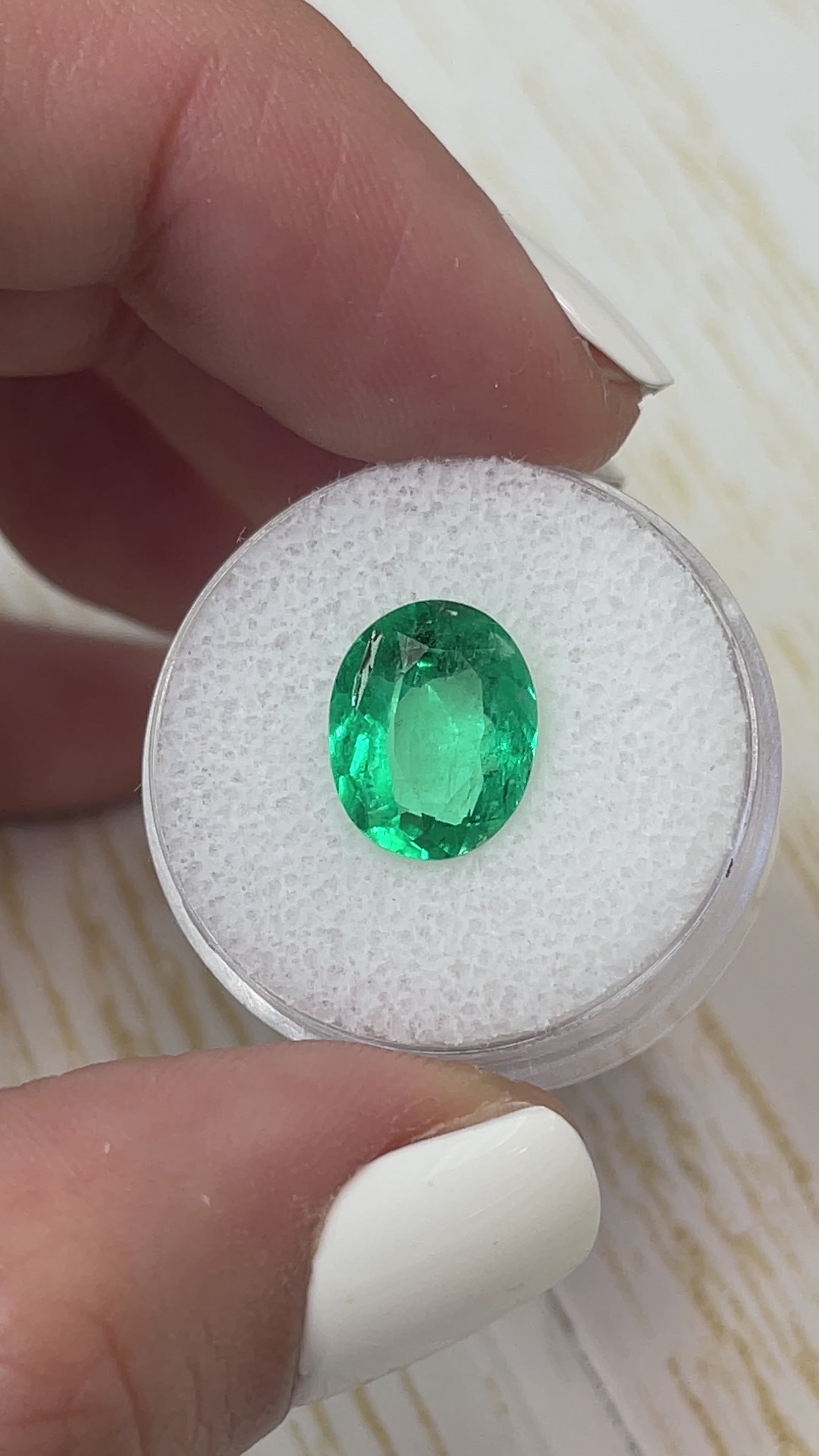 3.57 Carat 12x10 Vibrant Yellowish Green Natural Loose Colombian Emerald-Oval Cut